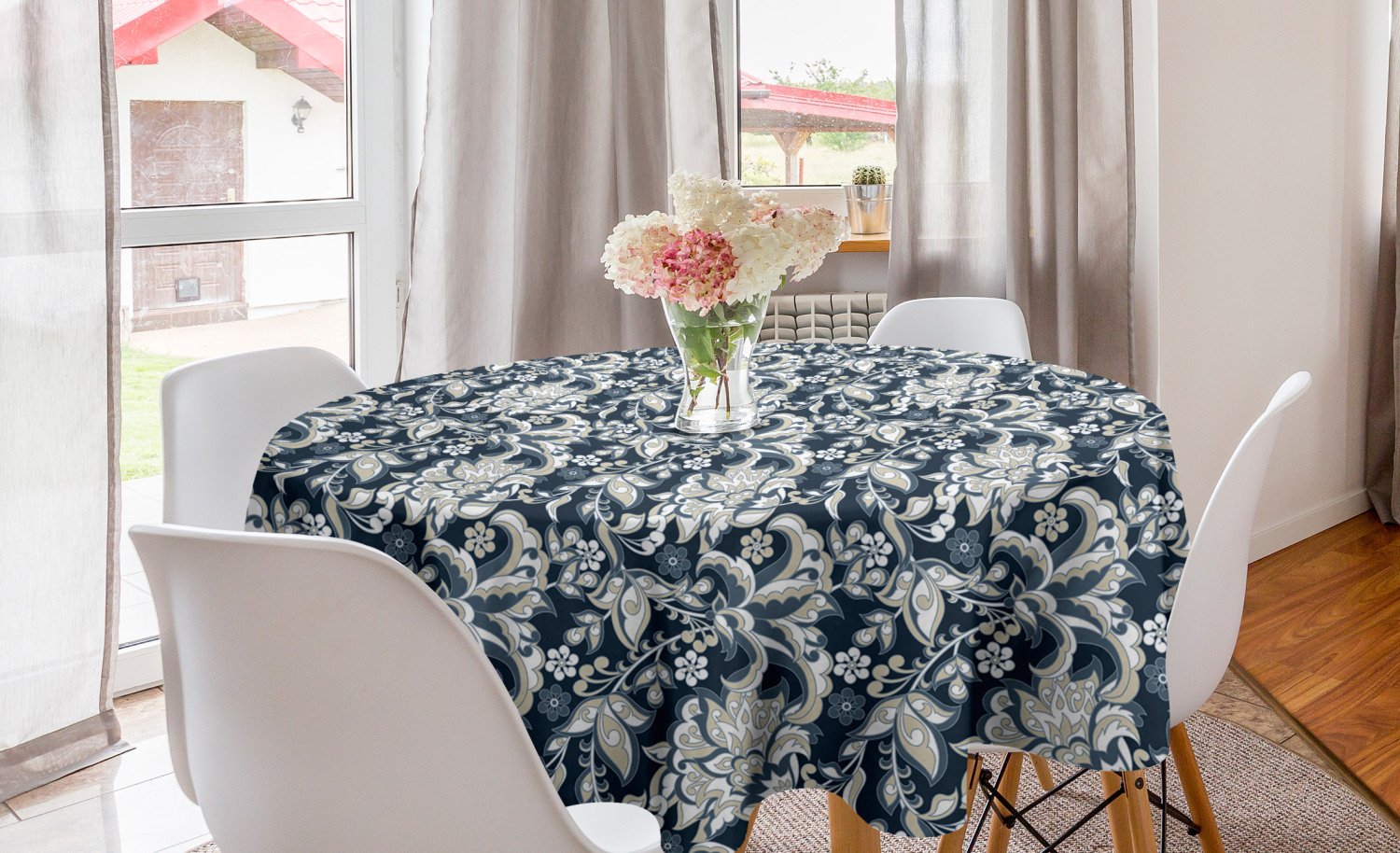 Ambesonne Asian Round Tablecloth Table Cover for Dining Room Kitchen