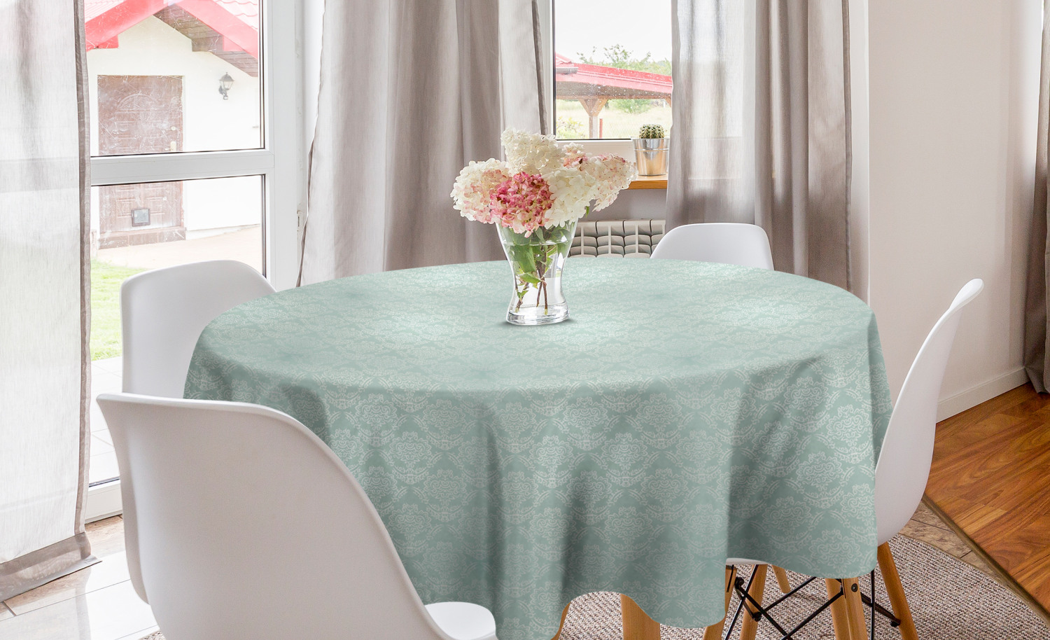 Ambesonne Victorian Round Tablecloth Table Cover for Dining Room Kitchen