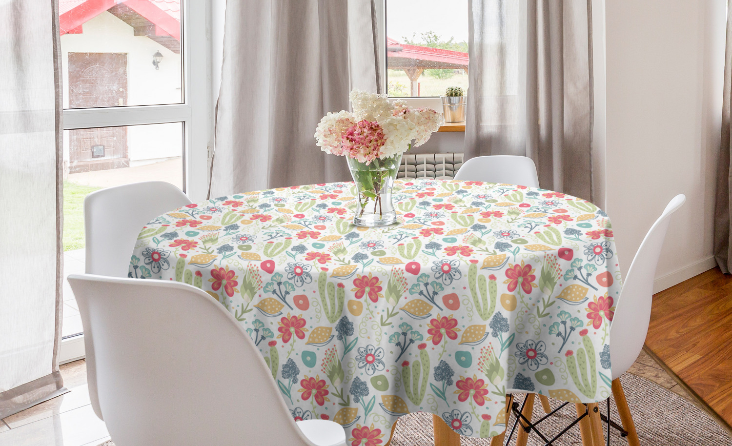 Ambesonne Spring Motif Round Tablecloth Table Cover for Dining Room Kitchen