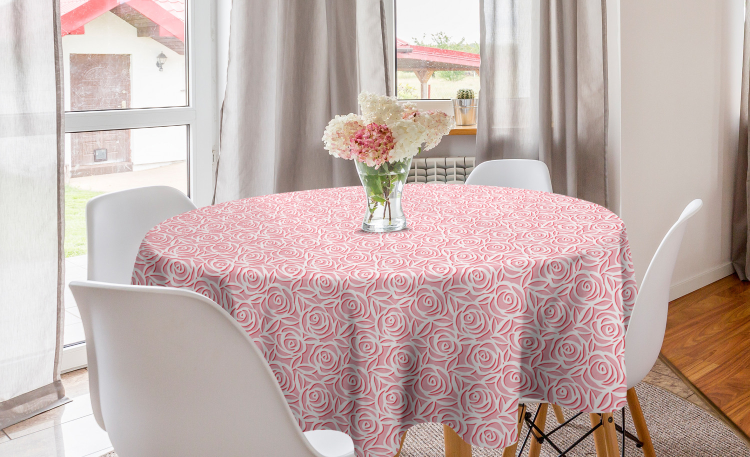 Ambesonne Vivid Floral Round Tablecloth Table Cover for Dining Room Kitchen