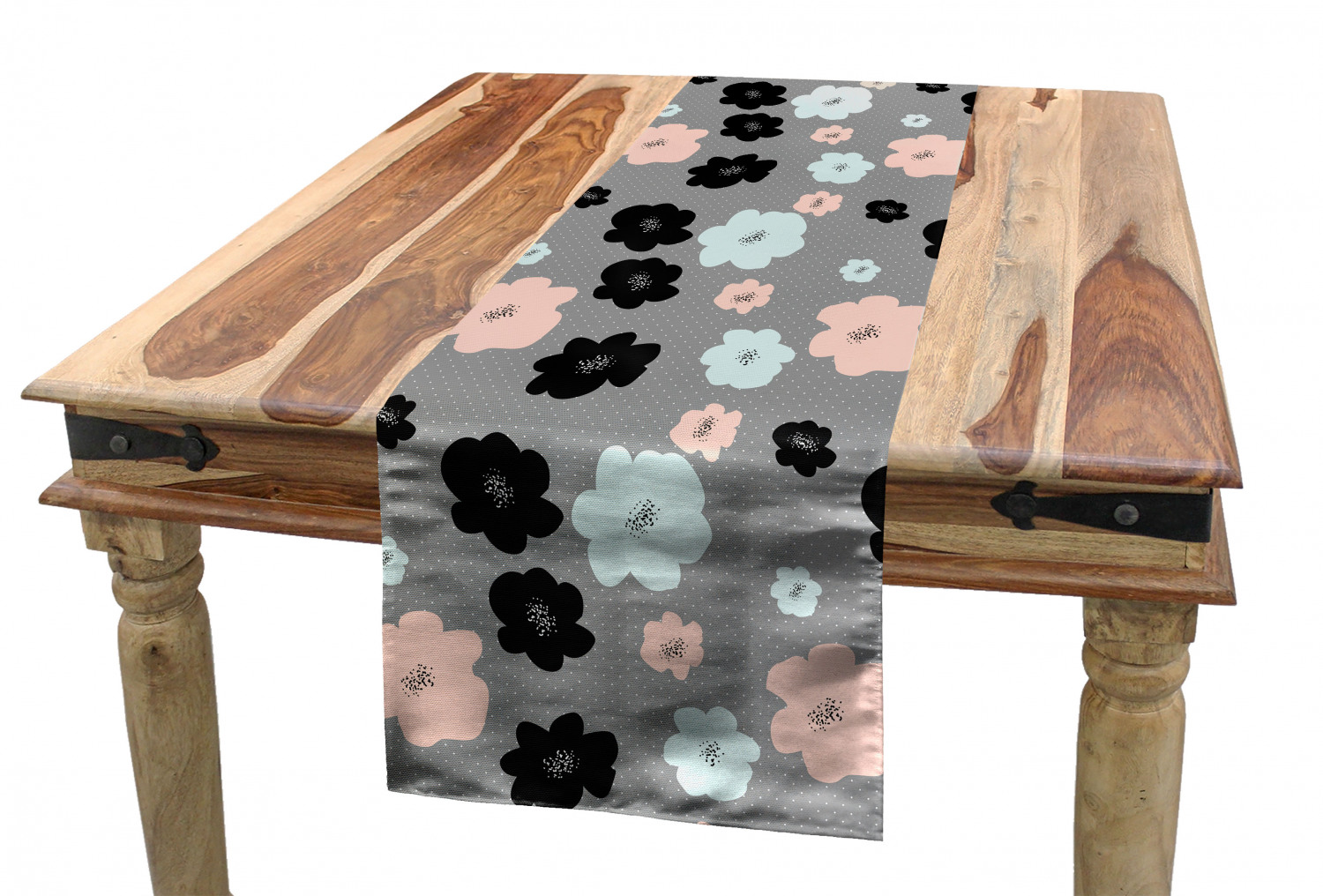 16 X 90 Dining Room Kitchen Rectangular Runner Ambesonne Black and Grey Table Runner Black and Grey Abstract Petal Silhouettes on a Grey Backdrop Ornamental Floral Pattern