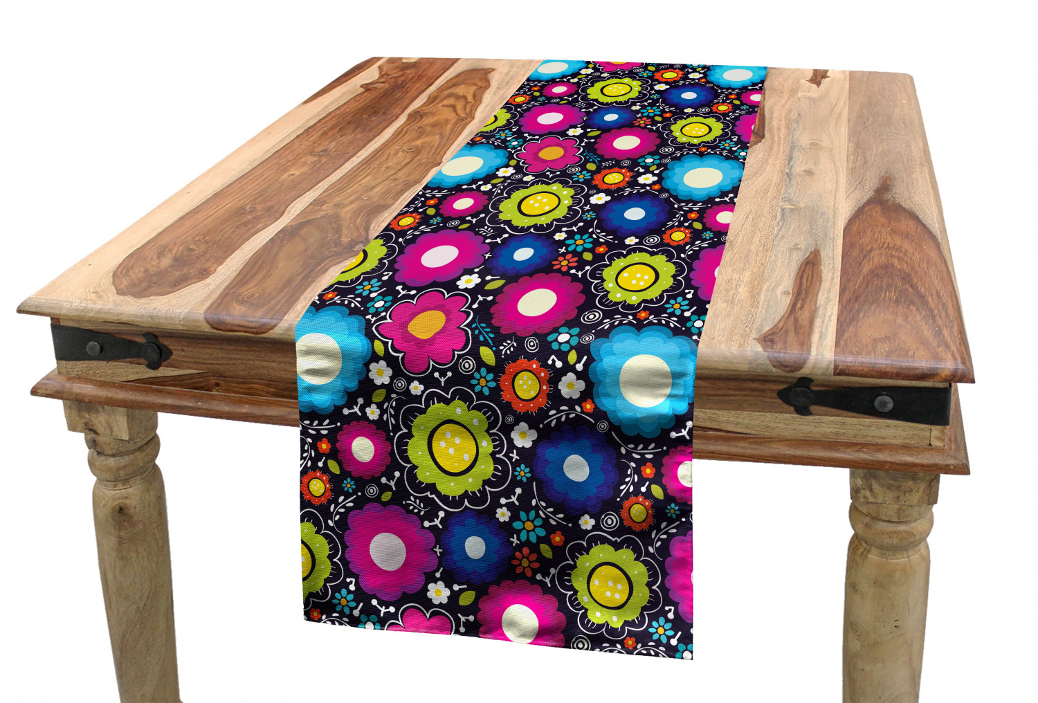 Ambesonne Colorful Theme Table Runner Dining Room Kitchen Decor in 3 Sizes - Picture 23 of 63