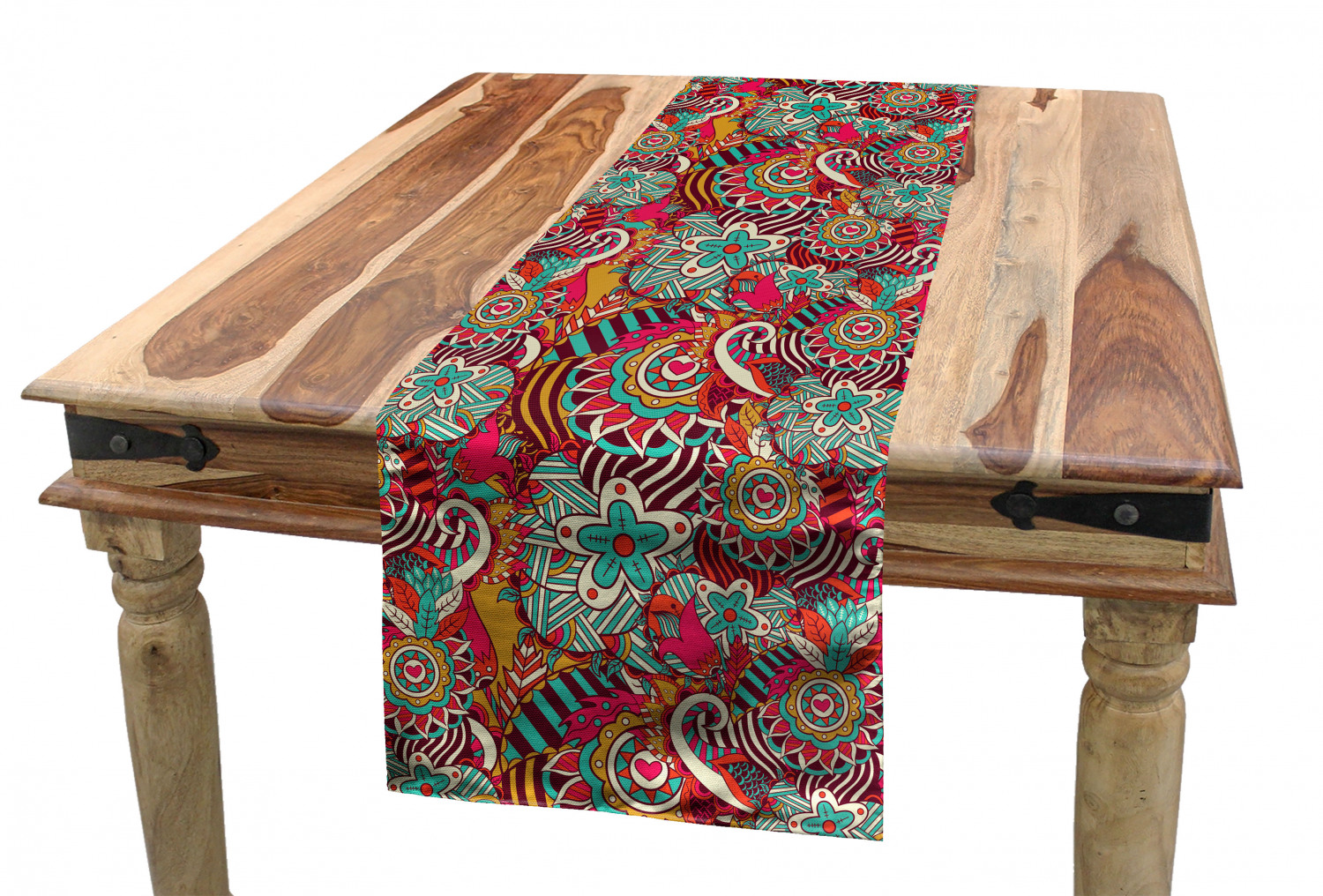 Ambesonne Colorful Theme Table Runner Dining Room Kitchen Decor in 3 Sizes - Picture 28 of 63