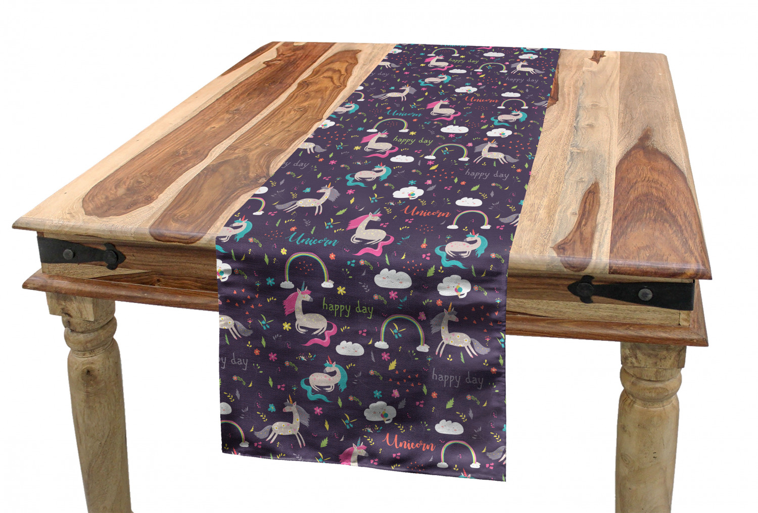 Ambesonne Colorful Theme Table Runner Dining Room Kitchen Decor in 3 Sizes - Picture 59 of 63