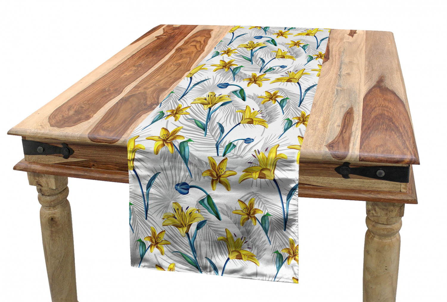 Ambesonne Leaves Design Table Runner Dining Room Kitchen Decor in 3 Sizes - Picture 34 of 63