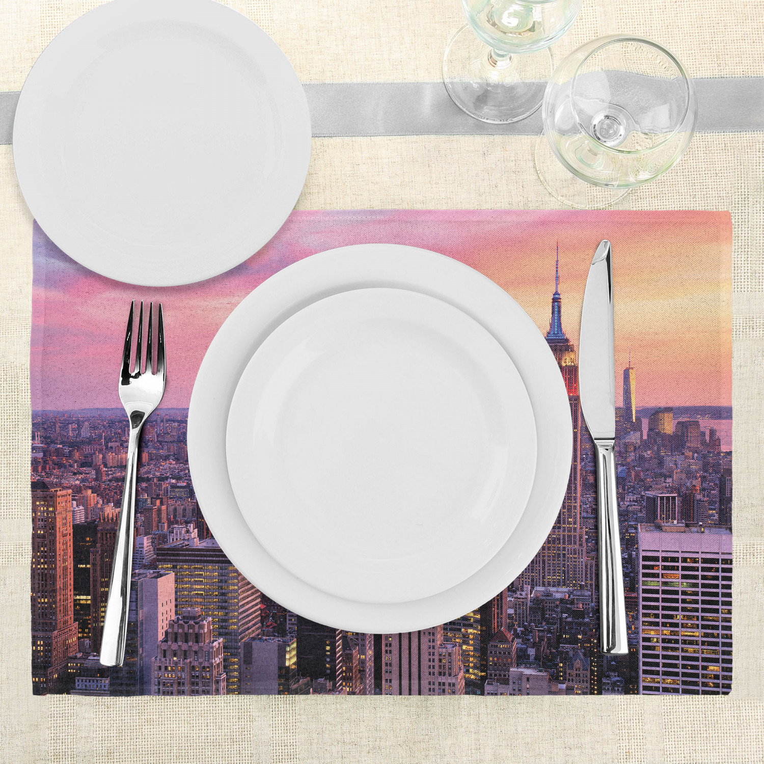 America NYC Placemats Set of 4 Ambesonne Washable Fabric Place Mats eBay