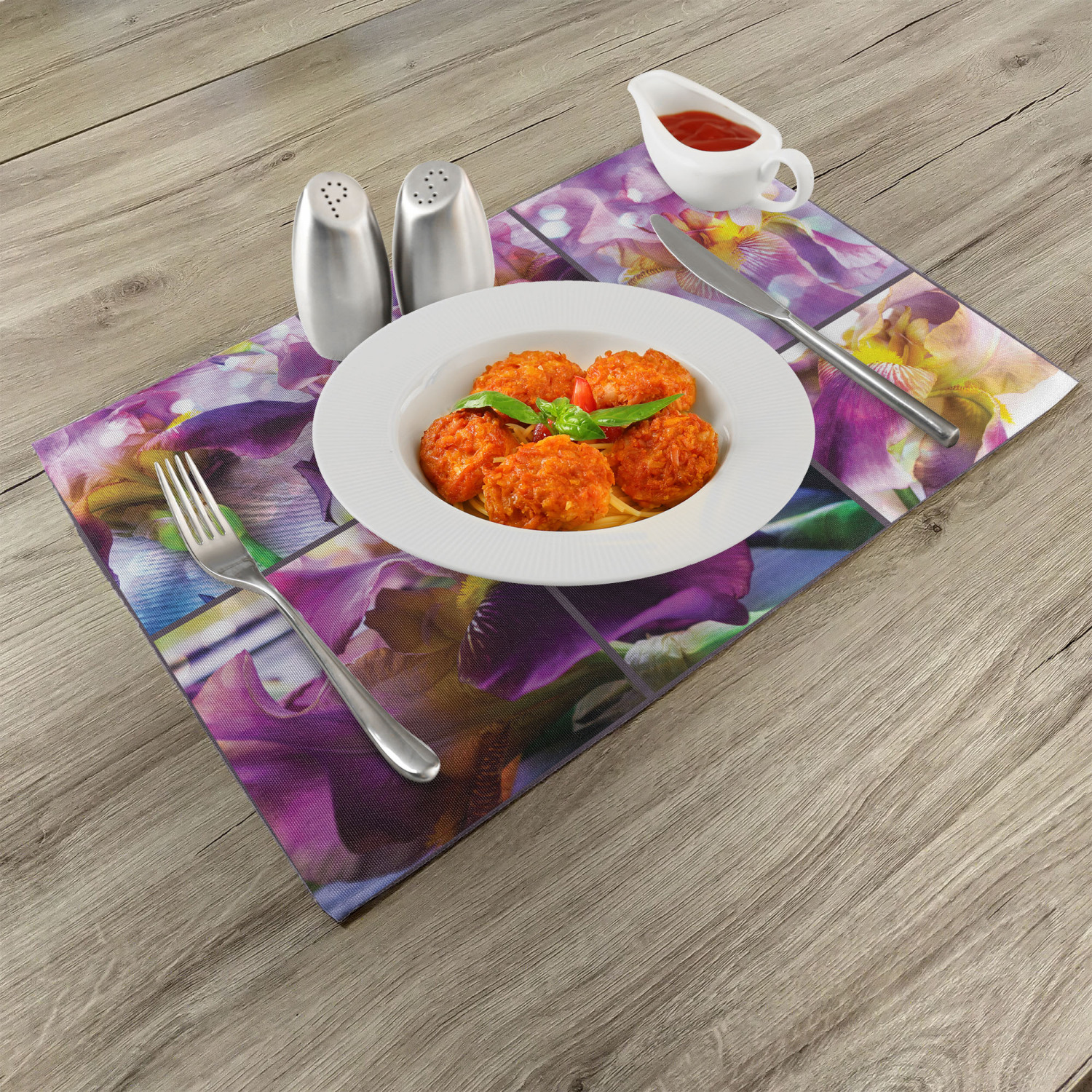 Purple Placemats Set of 4 Ambesonne Washable Fabric Place Mats for