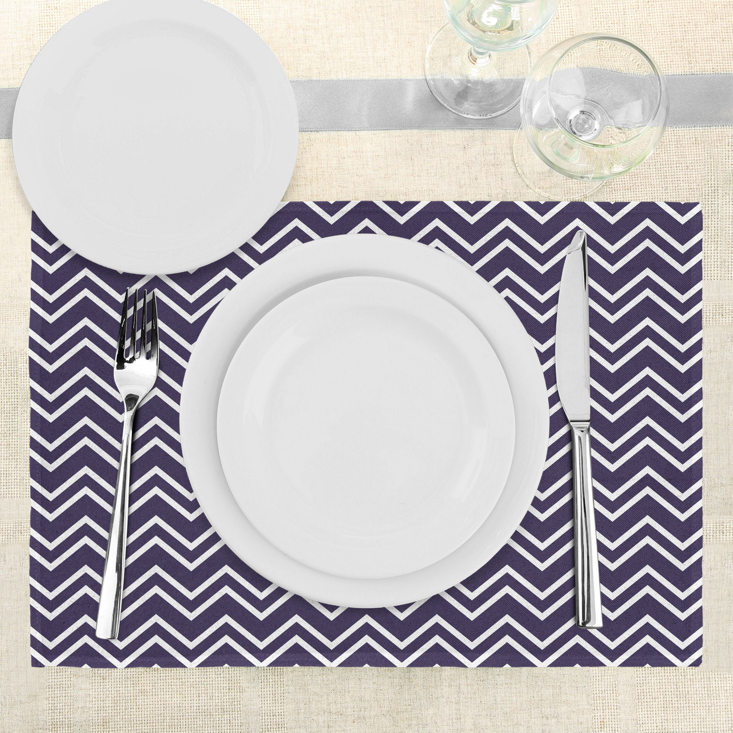 Navy Blue Placemats Set of 4 by Ambesonne Washable Fabric Place Mats eBay
