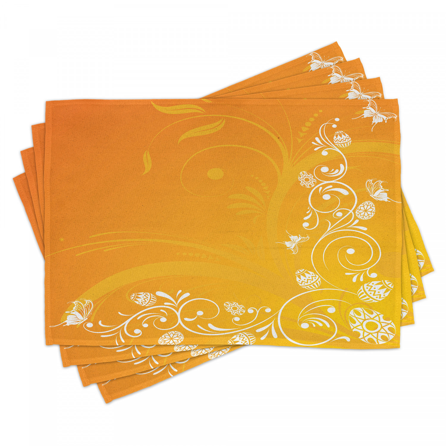 Burnt Orange Placemats Set of 4 by Ambesonne Washable Fabric Place Mats