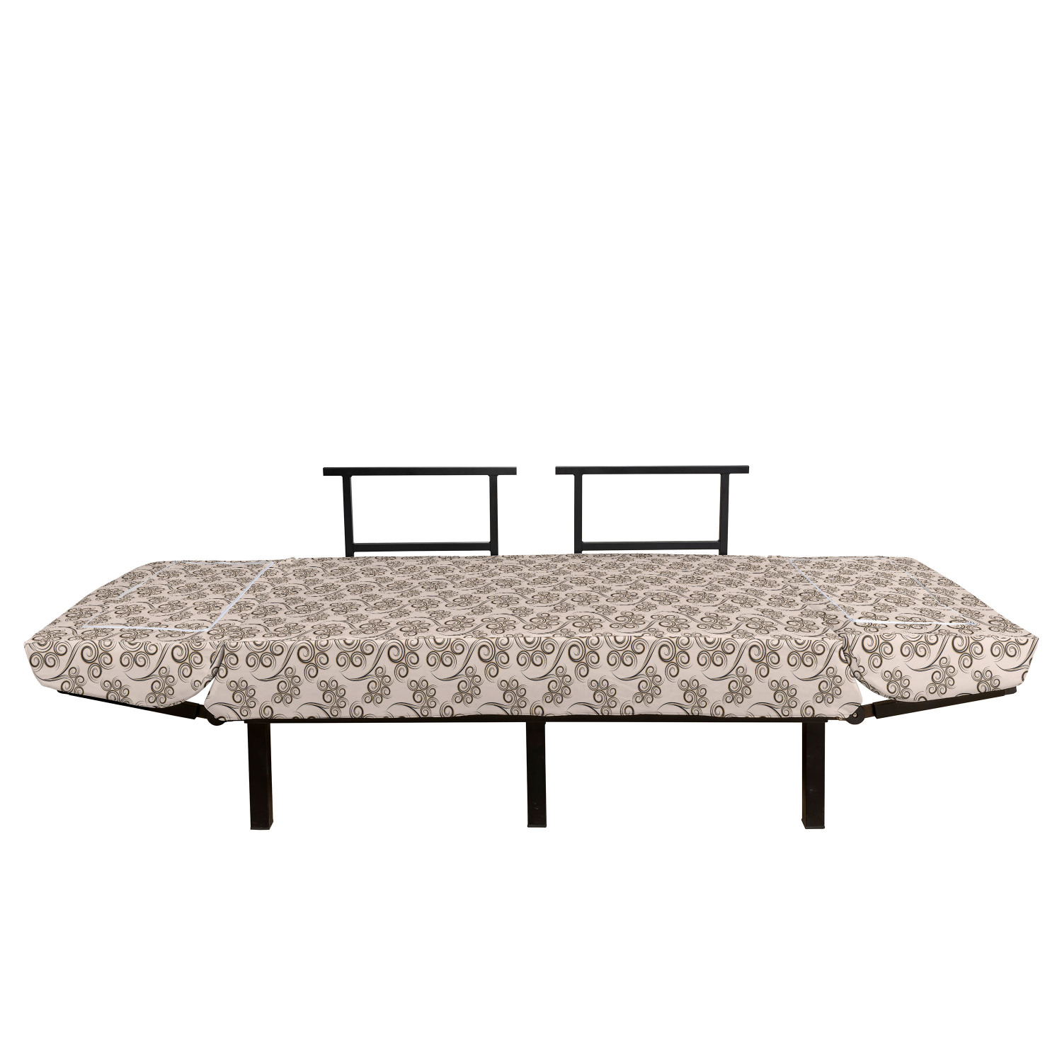 Daybed with Metal Frame Upholstered Sofa for Living Dorm Loveseat Tribal Geometric Design with Moire Circles and Radial Lines Arrangement Caramel and Beige Ambesonne Geometric Futon Couch