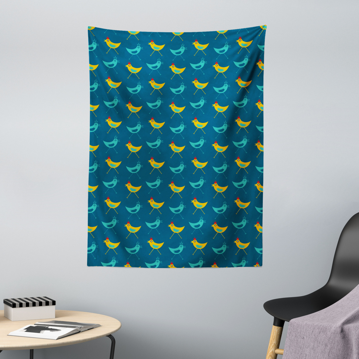 Gelber Vogel Wandbehang Lustige Zusammenfassung Huhner esdecke Druck Ebay