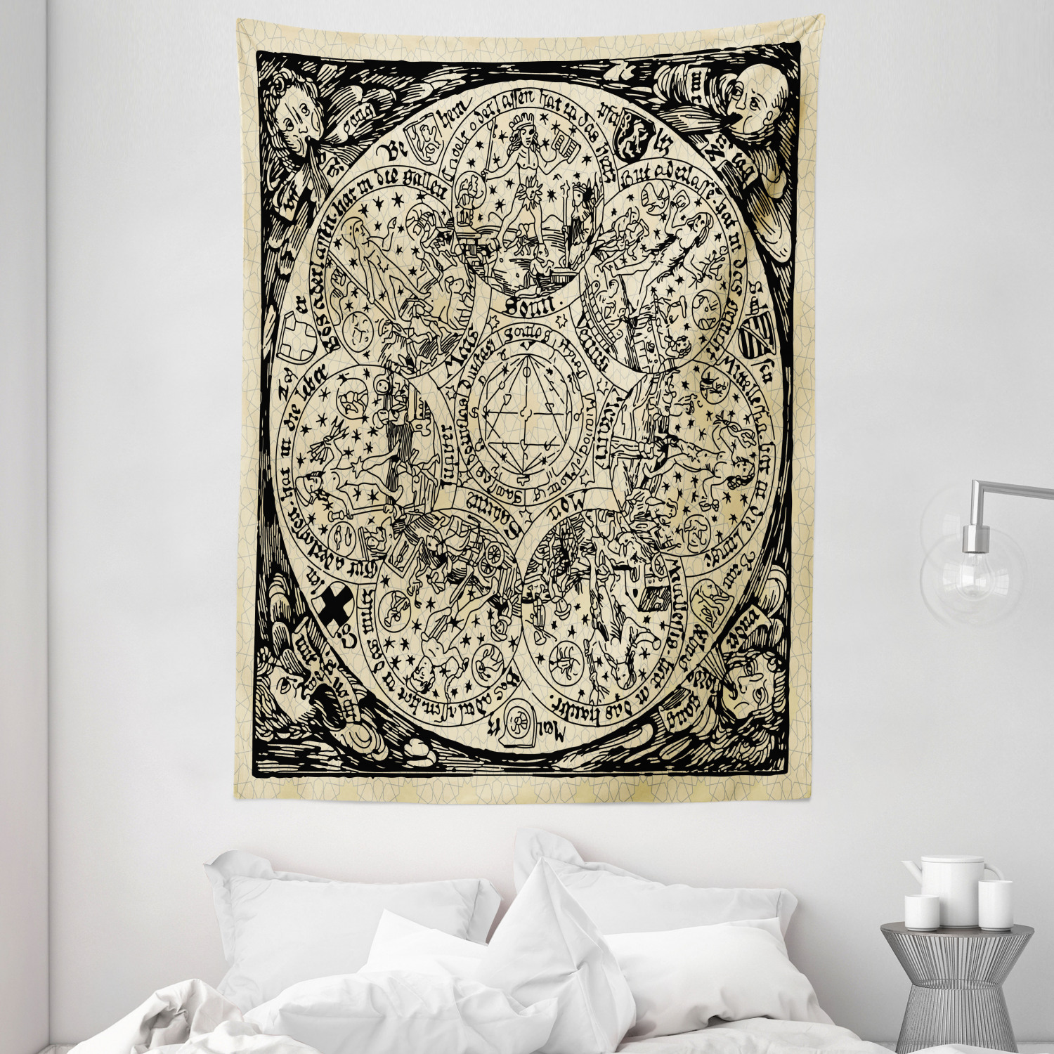 Astrology Tapestry Ancient Print Wall Decor |