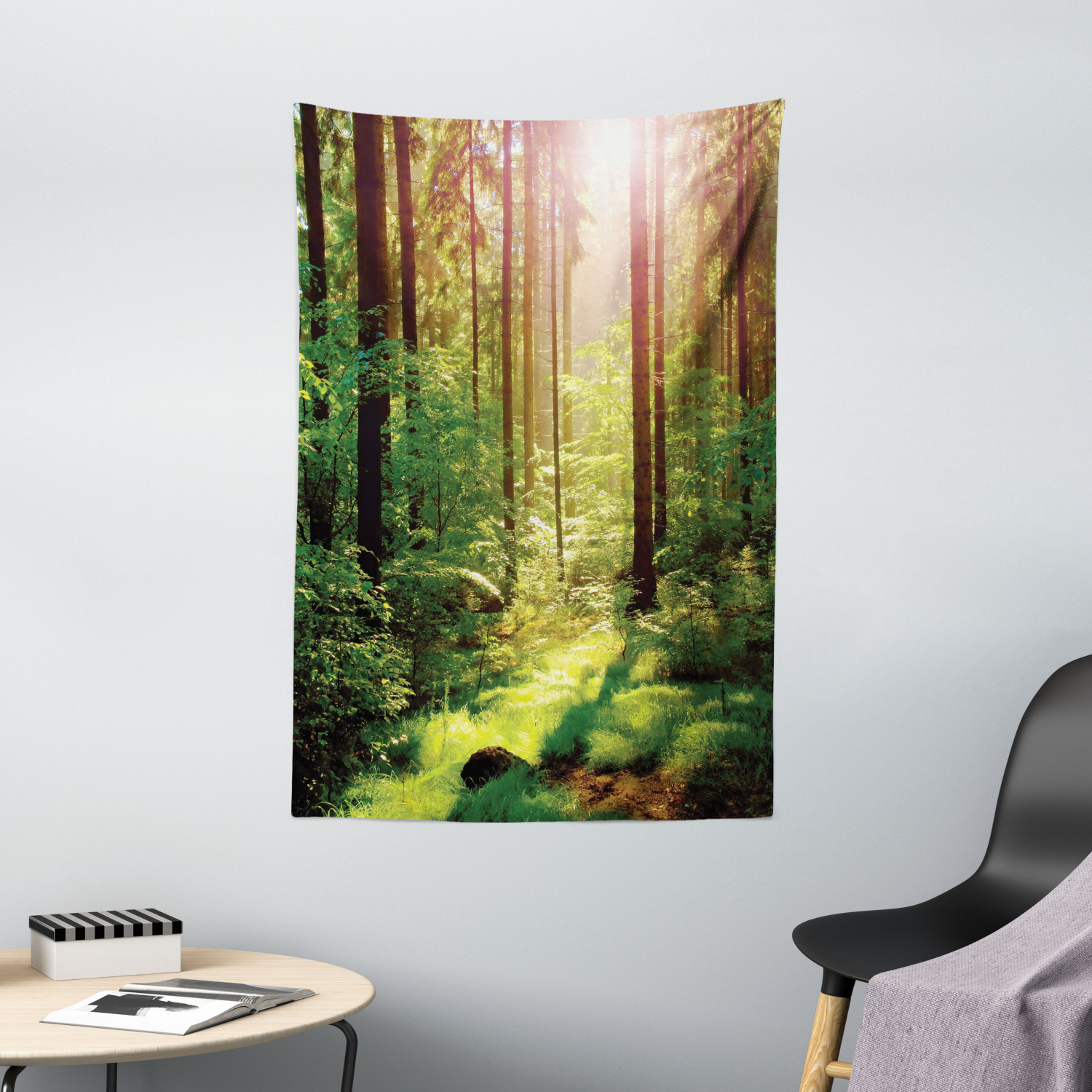 Nature Trees Sunlight TAPESTRY 60x80" Forest Woods Hanging Fabric Wall Decor Art 