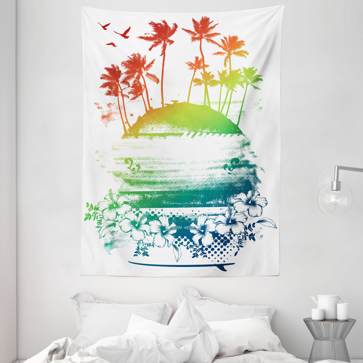 Colorful Tapestry Grunge Summer Scenery Print Wall Hanging Decor 