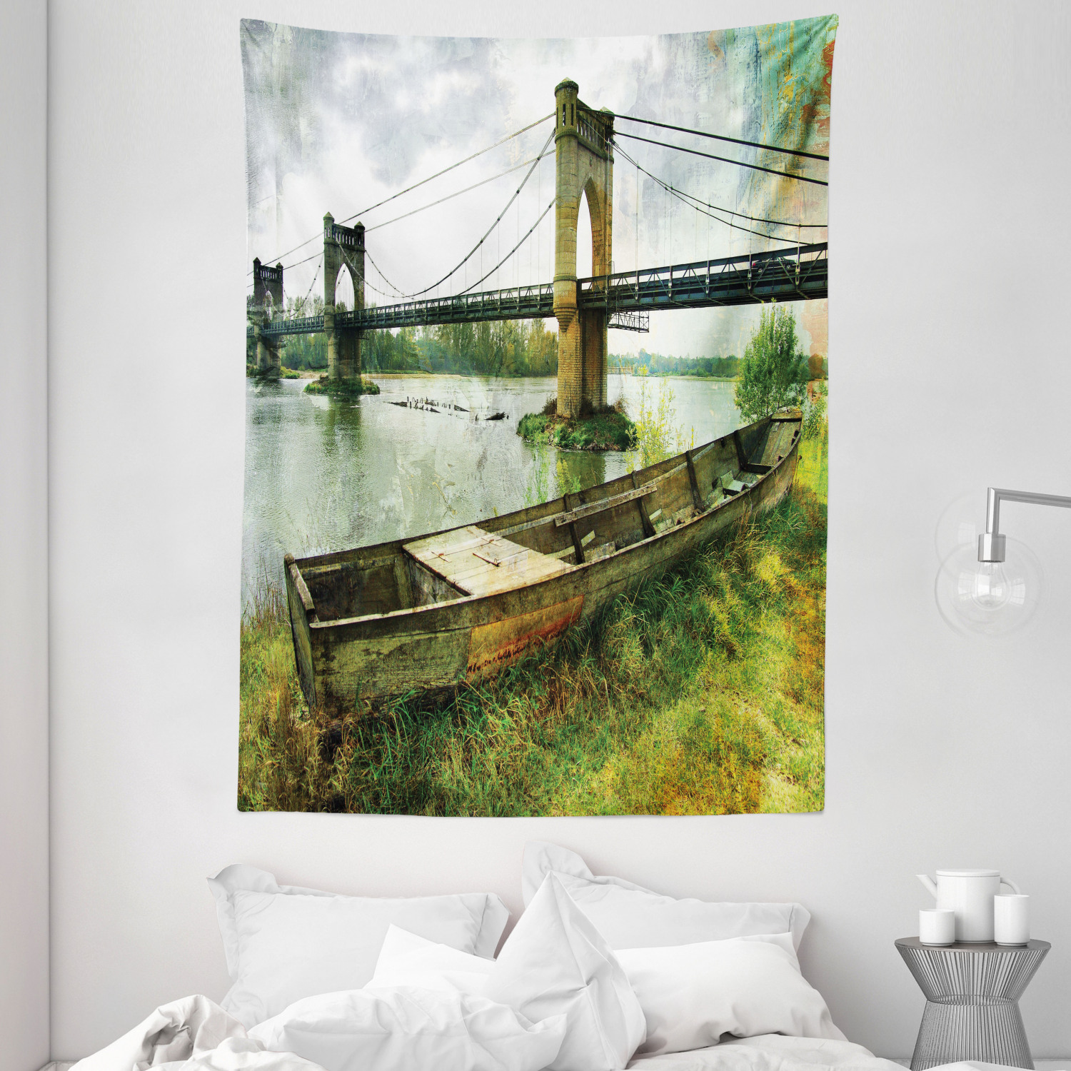 Vintage Speed Boat Tapestry Wall Art