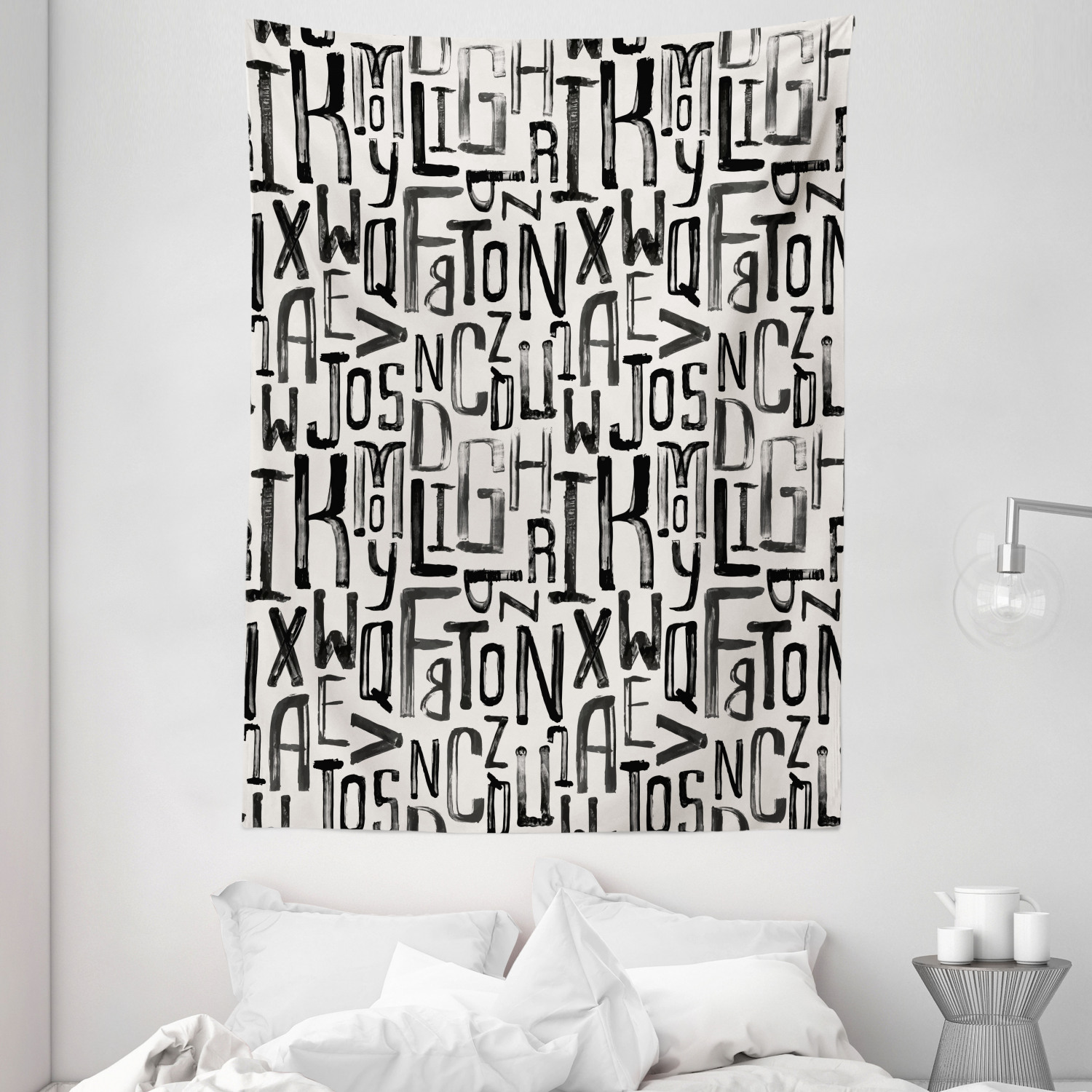 Abstract Tapestry Grunge Letters Pattern Print Wall Hanging Decor