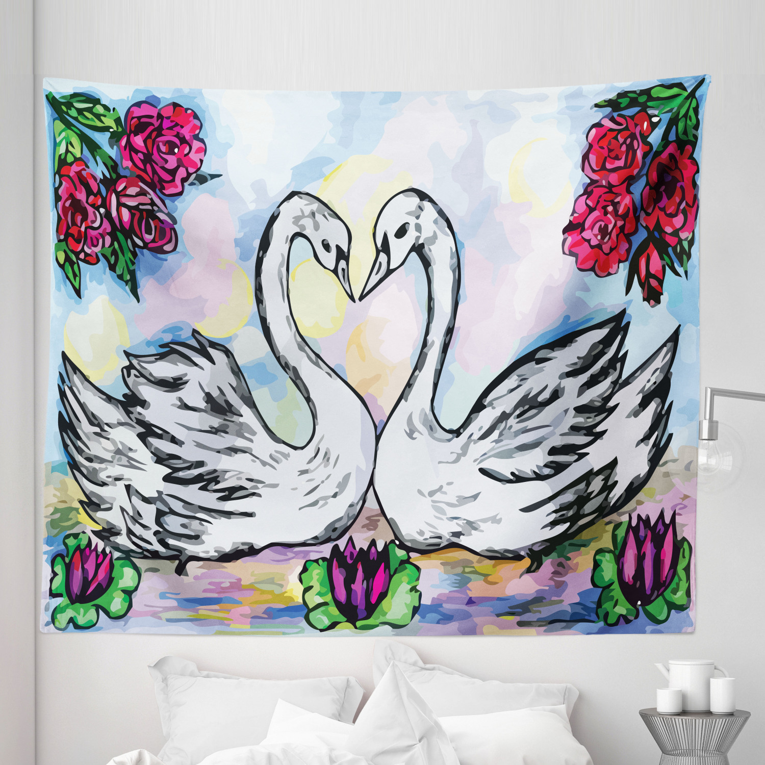 Ambesonne Floral Garden Microfiber Tapestry Wall Hanging Decor in 5 Sizes - Picture 3 of 27