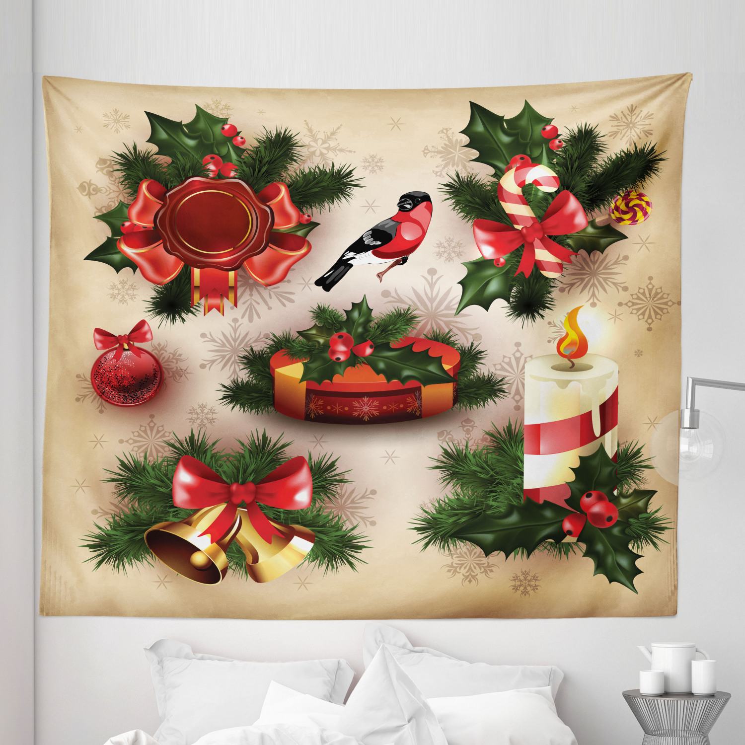 Ambesonne Christmas Print Microfiber Tapestry Wall Hanging Decor in 5 Sizes