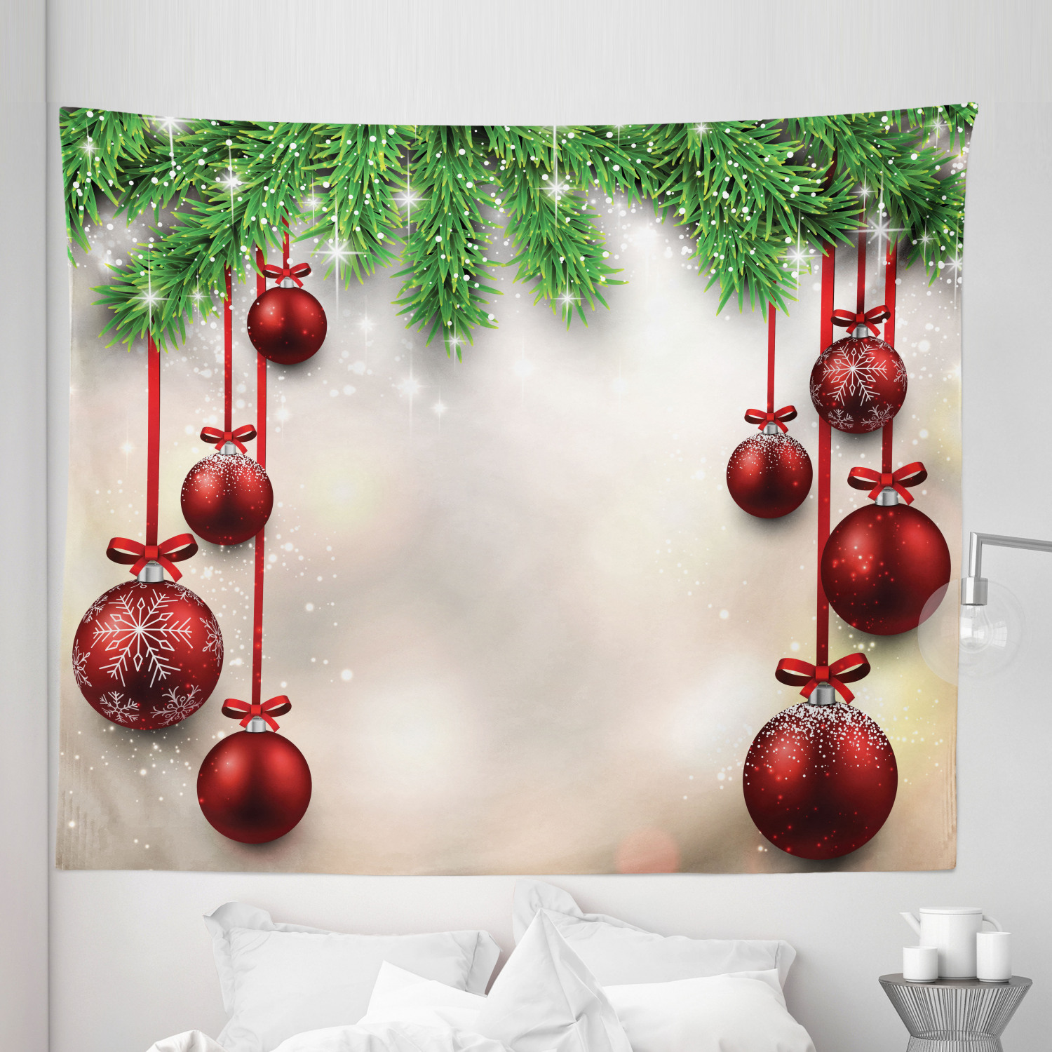 Ambesonne Christmas Print Microfiber Tapestry Wall Hanging Decor in 5 Sizes