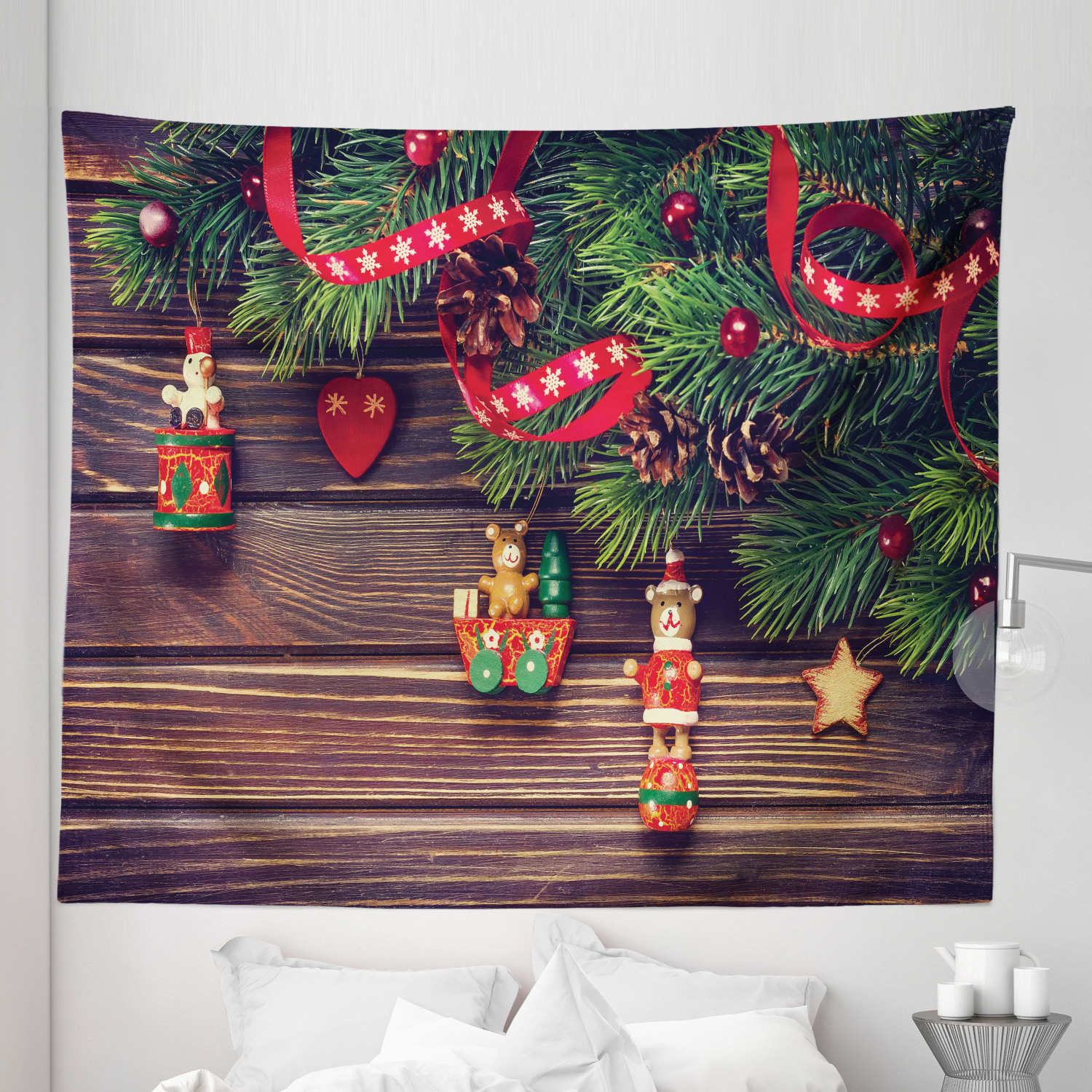 Ambesonne Christmas Print Microfiber Tapestry Wall Hanging Decor in 5 Sizes