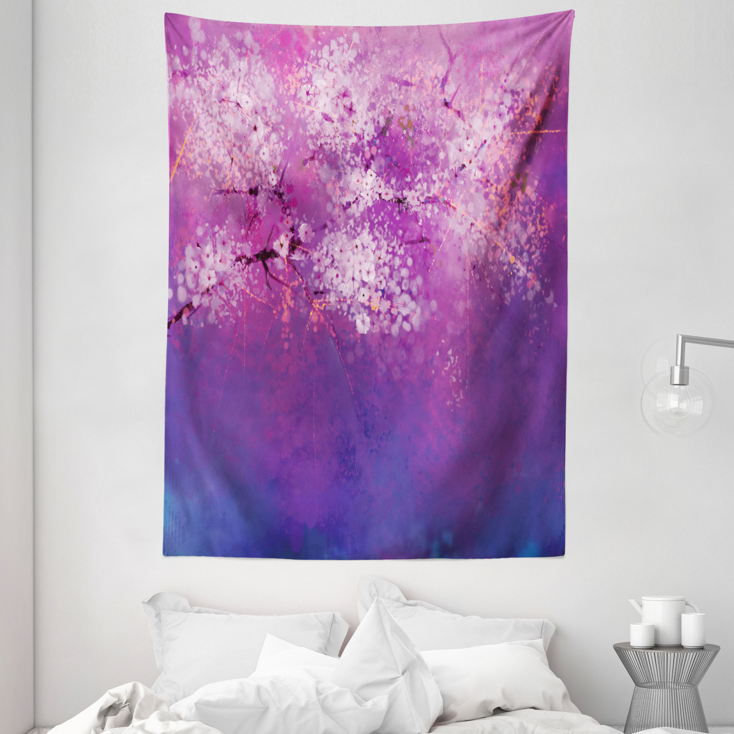 Purple Tapestry Hazy Romantic Paint Print Wall Hanging Decor