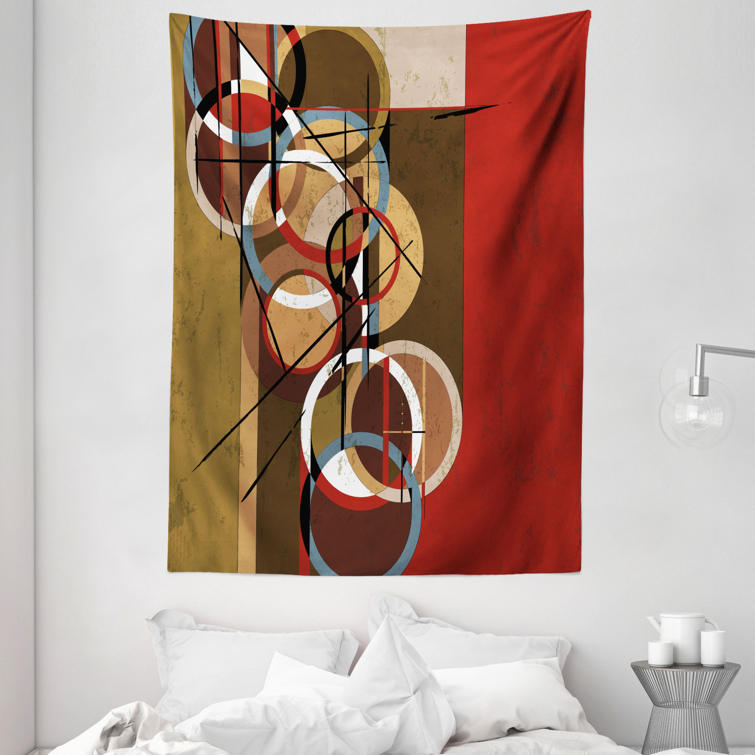 Red Tapestry Retro Grunge Surreal Art Print Wall Hanging Decor