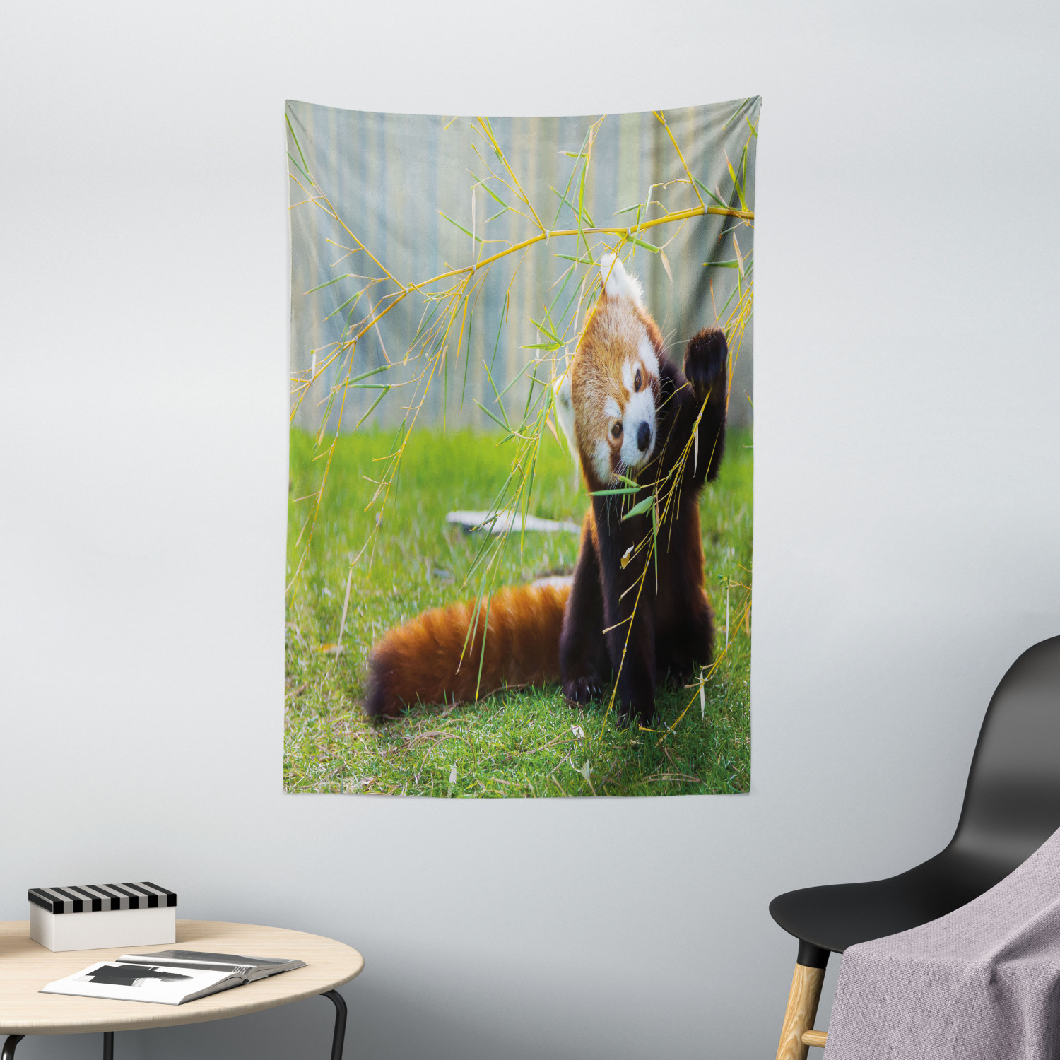Wildlife Tapestry Asian Animal Panda Print Wall Hanging Decor - Picture 2 of 3