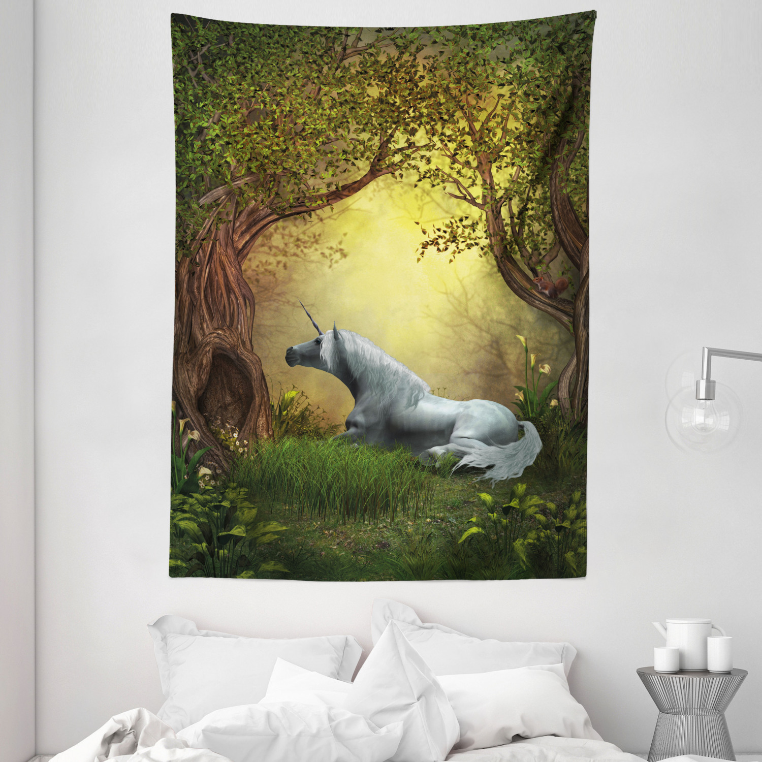 Unicorn Tapestry Magical Fantasy Forest Print Wall Hanging Decor eBay