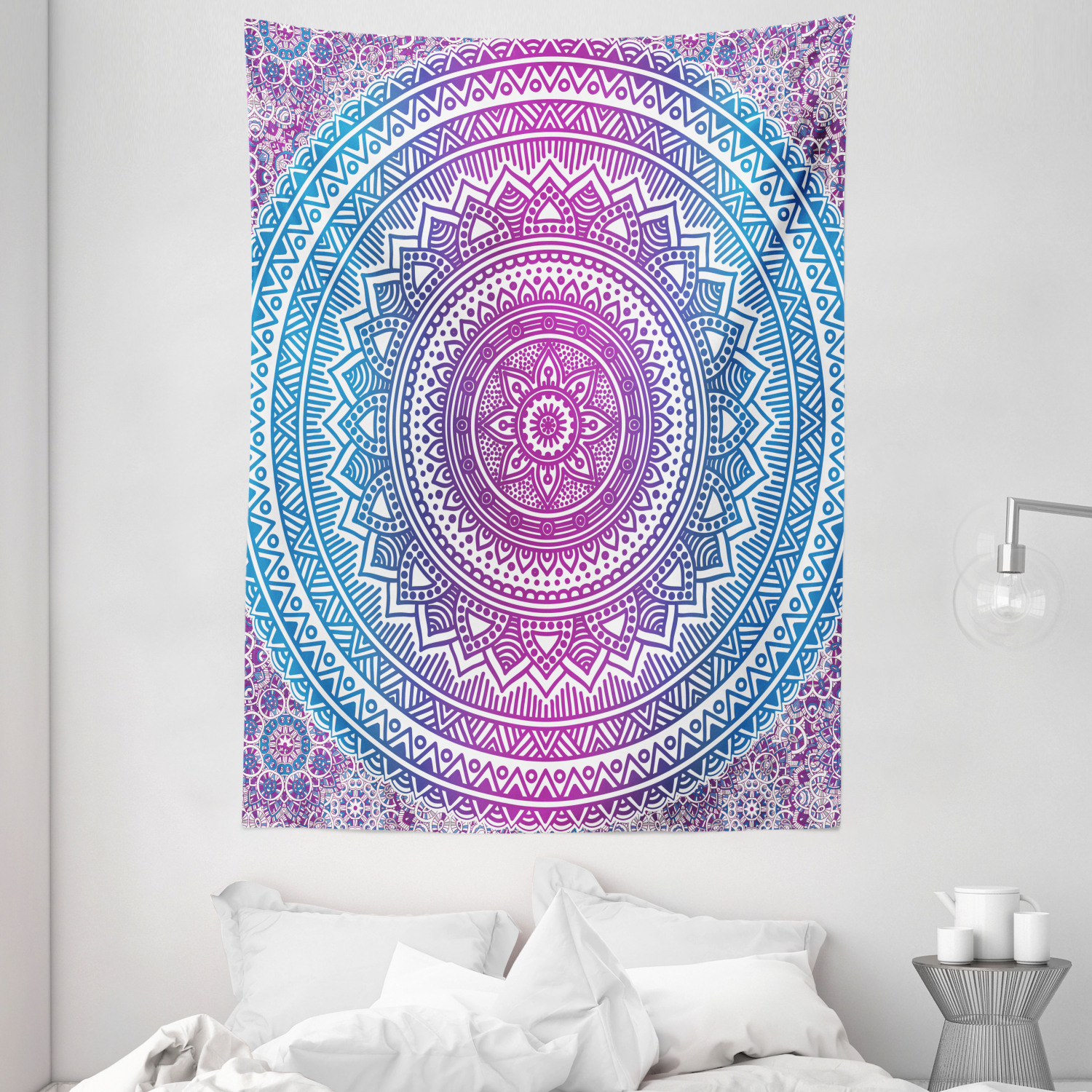 Ombre Tapestry Mandala Pattern Print Wall Hanging Decor - Picture 3 of 3