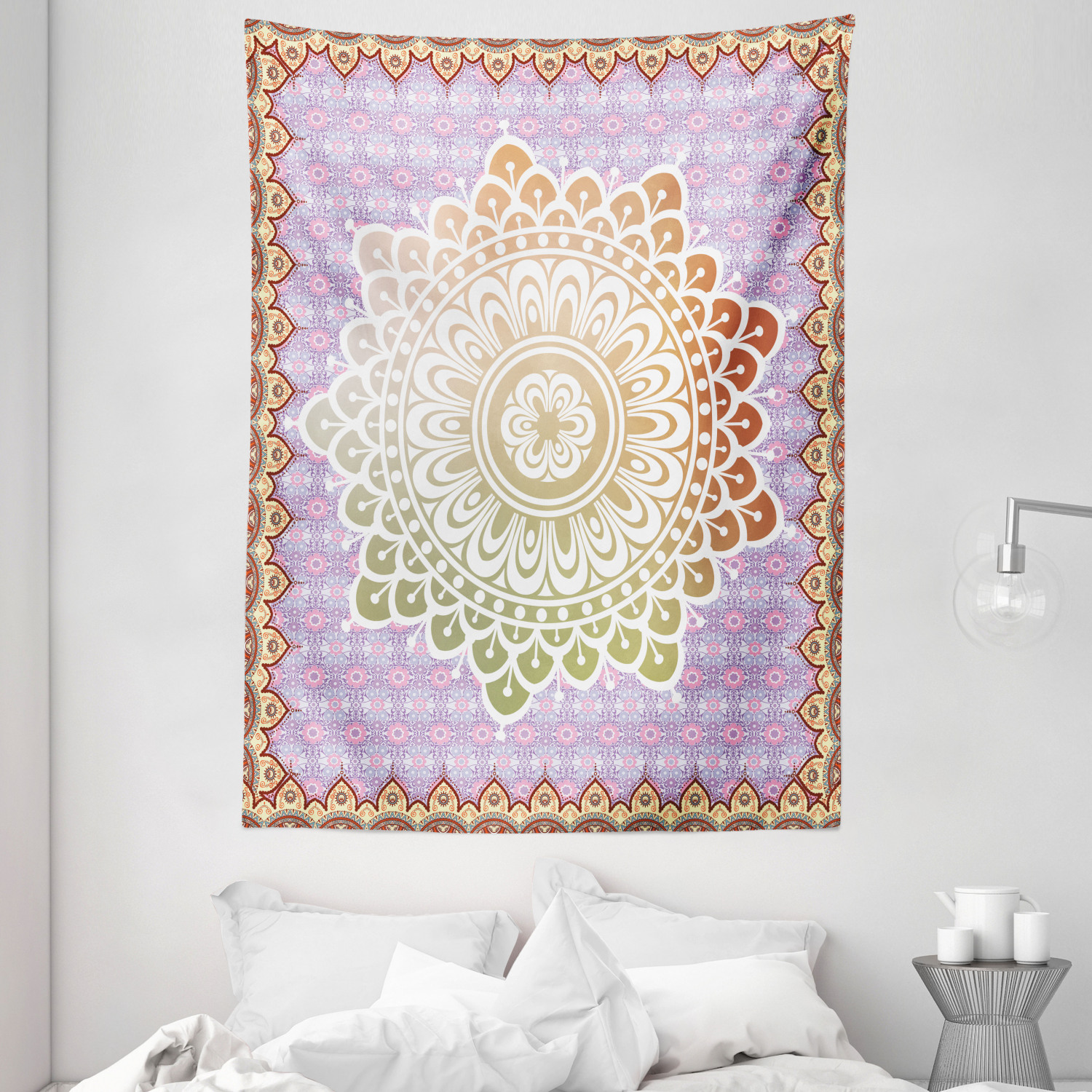 Ethnic Tapestry Floral Petal Form Nature Print Wall Hanging Decor - Picture 3 of 3