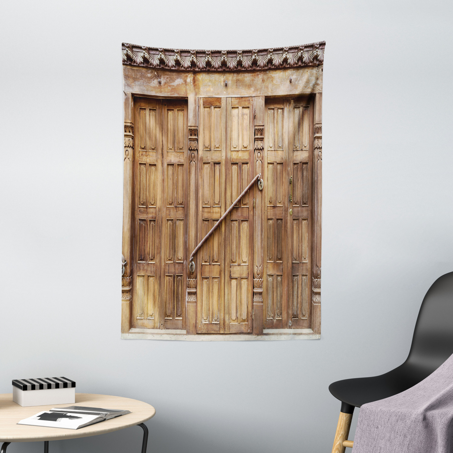 Rustic Tapestry Retro Carving in Nepal Print Wall Hanging Decor - Picture 2 of 3