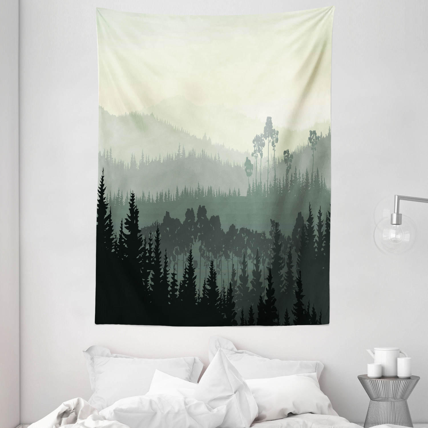 Forest Tapestry Nature Mystic Dark Print Wall Hanging Decor 60Wx40L Inches 