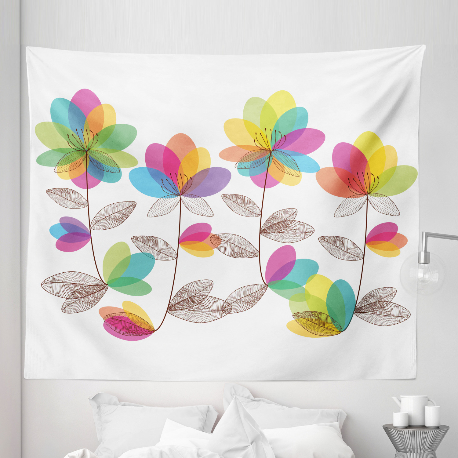 Ambesonne Floral Botany Microfiber Tapestry Wall Hanging Decor in 5 Sizes - Picture 12 of 42