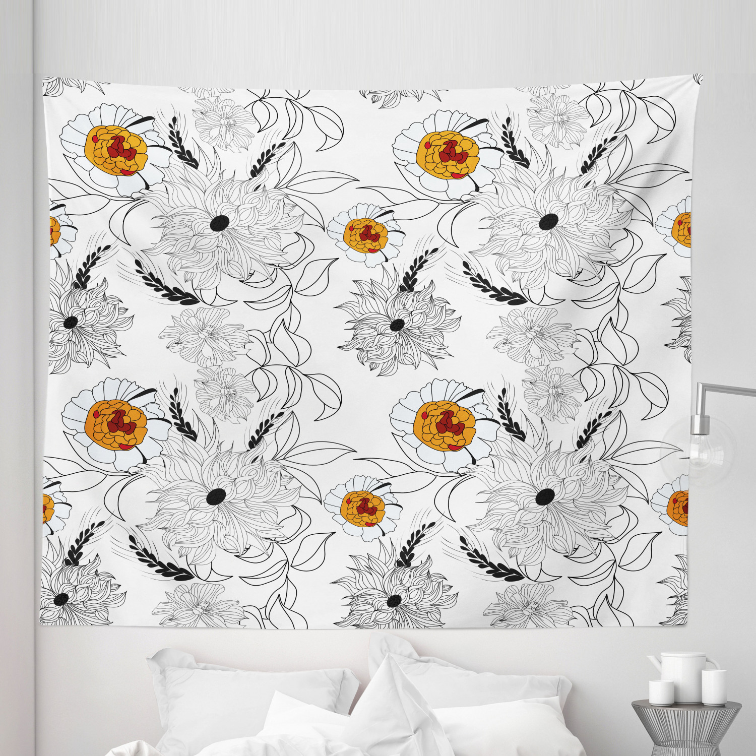 Ambesonne Floral Bunch Microfiber Tapestry Wall Hanging Decor in 5 Sizes - Picture 16 of 42