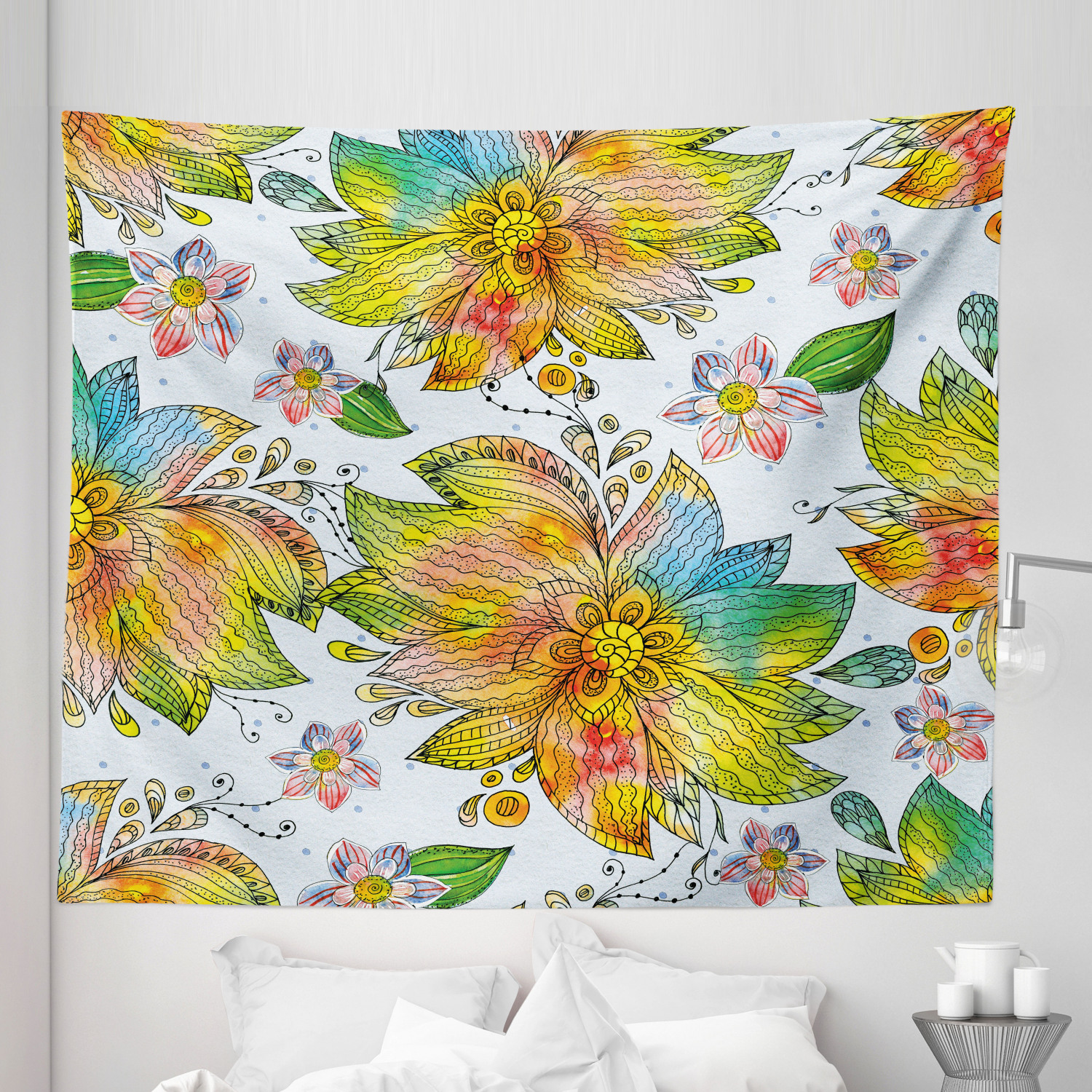 Ambesonne Floral Bunch Microfiber Tapestry Wall Hanging Decor in 5 Sizes - Picture 23 of 42