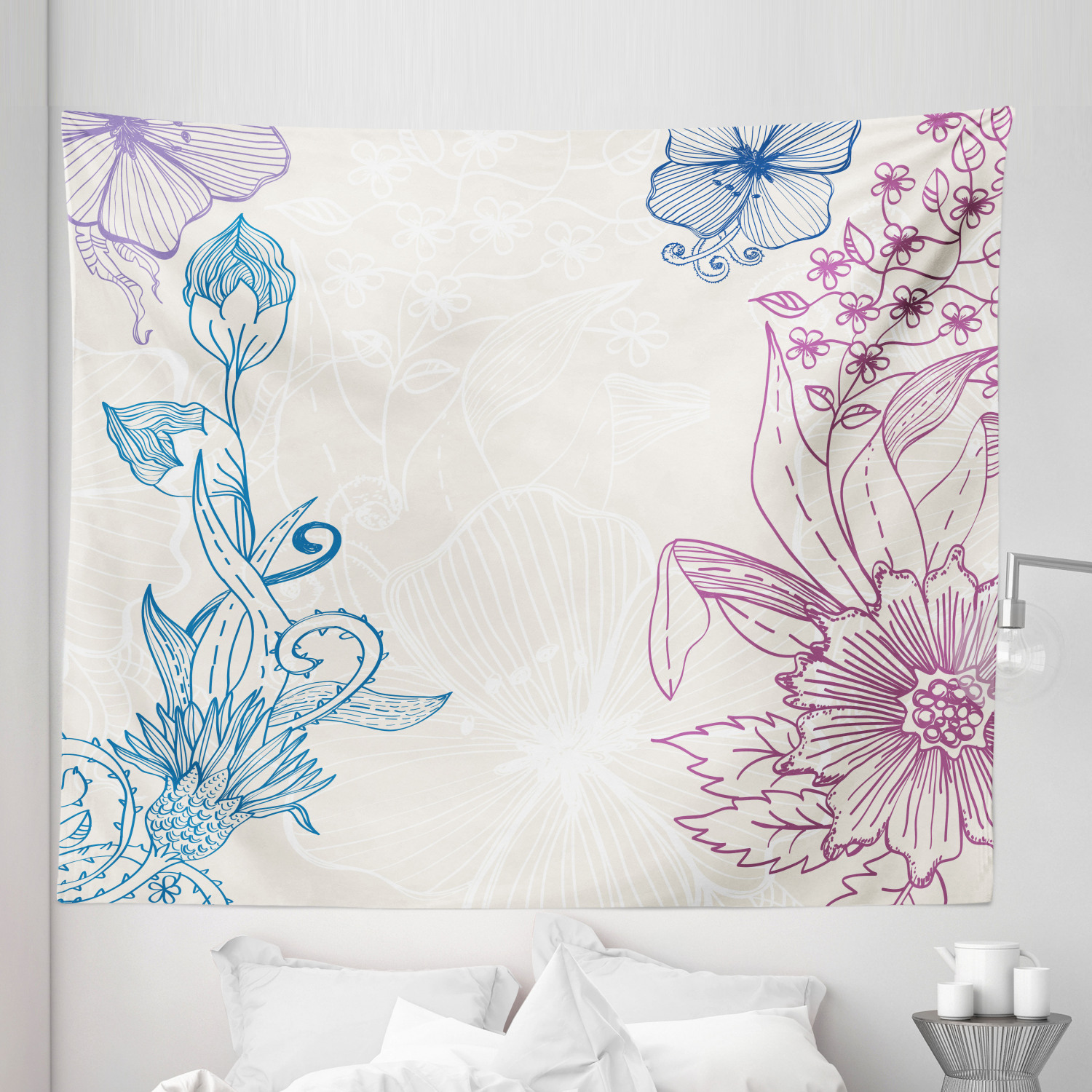 Ambesonne Floral Bunch Microfiber Tapestry Wall Hanging Decor in 5 Sizes - Picture 14 of 42