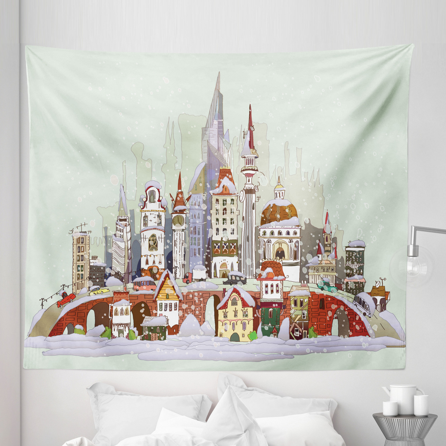 Ambesonne Christmas Print Microfiber Tapestry Wall Hanging Decor in 5 Sizes