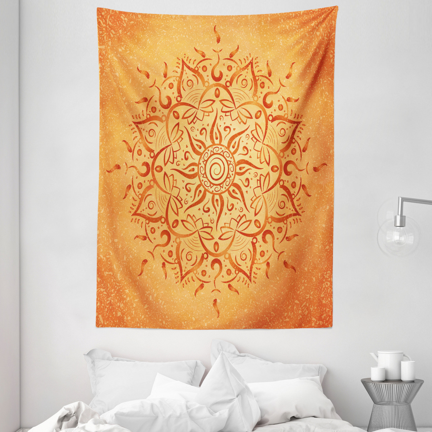 Leaf Tapestry Orange Arabian Mandala Print Wall Hanging Decor - Picture 3 of 3
