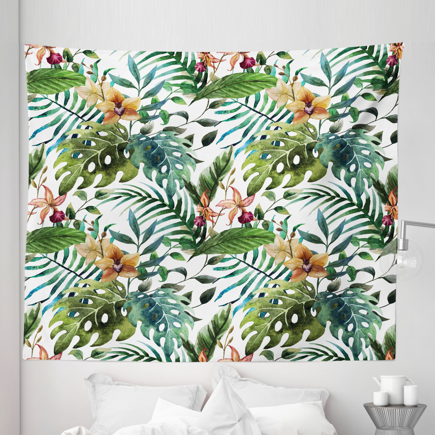 Ambesonne Leaf Print Microfiber Tapestry Wall Hanging Decor in 5 Sizes - Picture 30 of 40