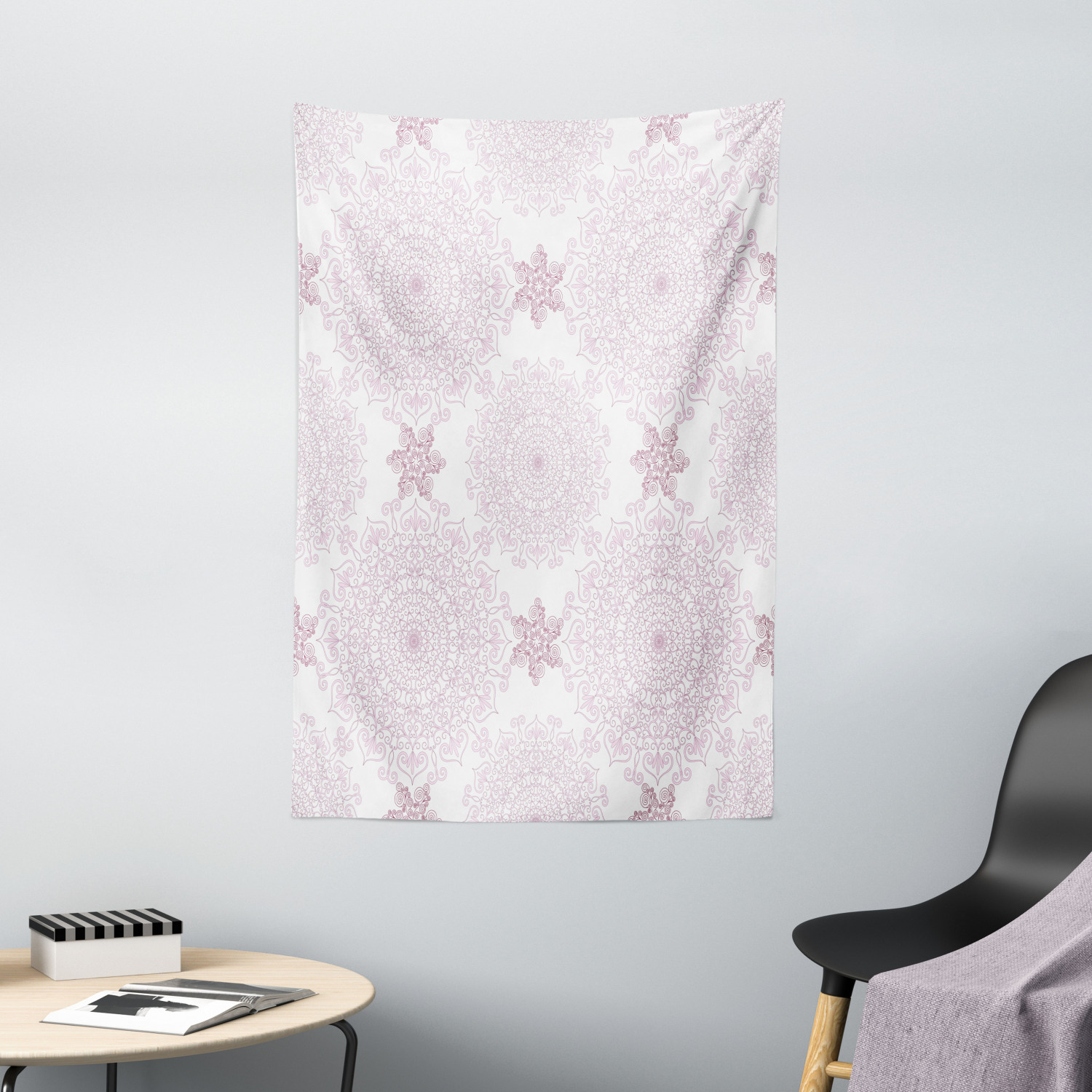 Purple Mandala Tapestry Victorian Damask Print Wall Hanging Decor - Picture 2 of 3