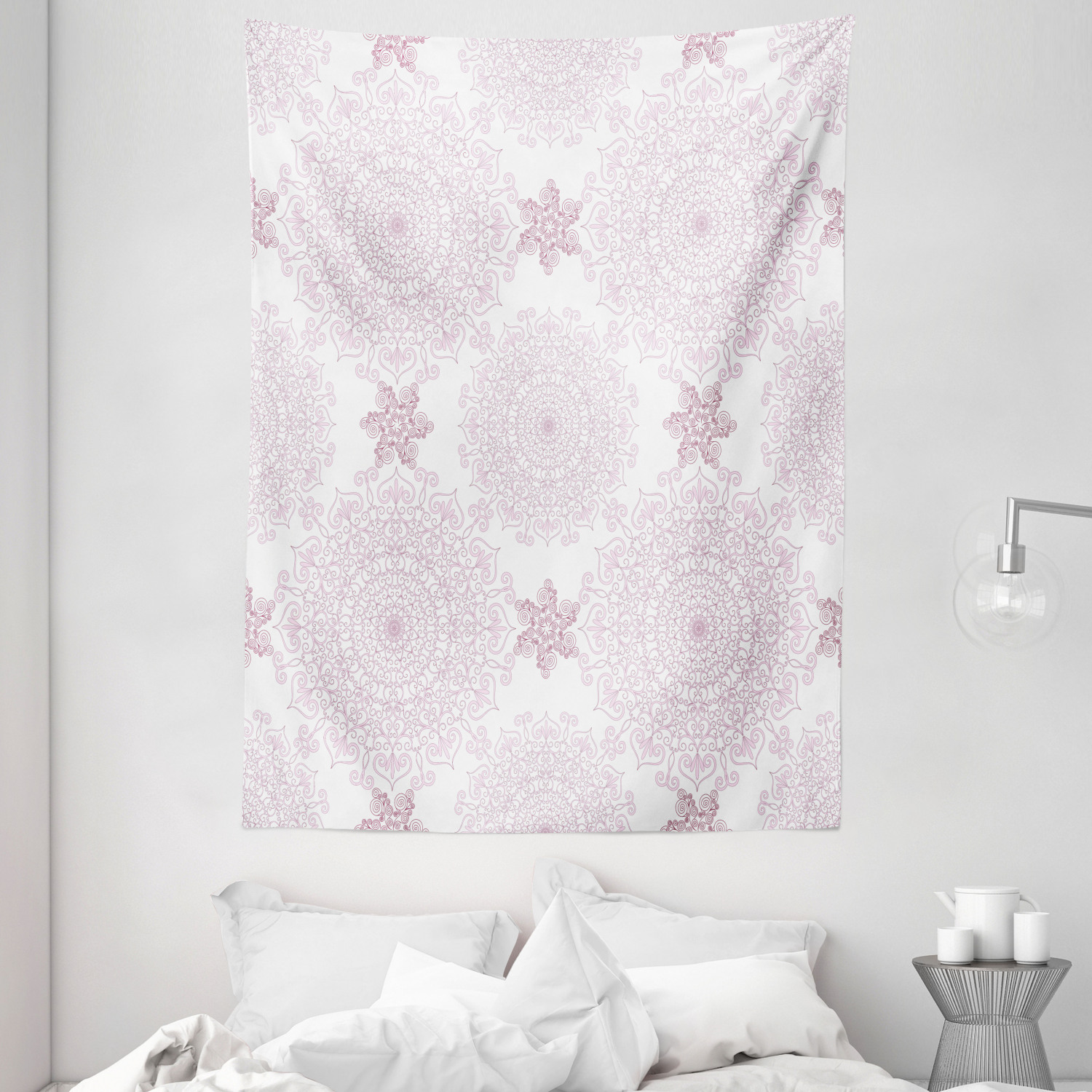 Purple Mandala Tapestry Victorian Damask Print Wall Hanging Decor - Picture 3 of 3