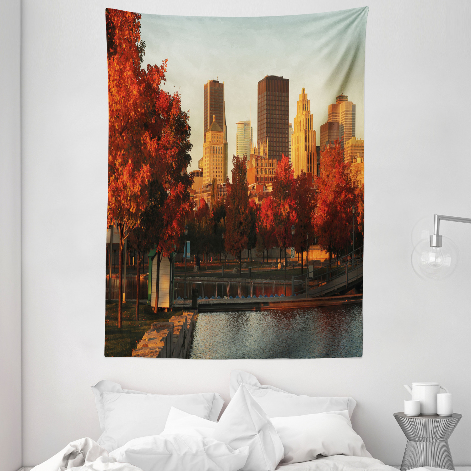 City Tapestry Old Port Montreal Morning Print Wall Hanging Decor