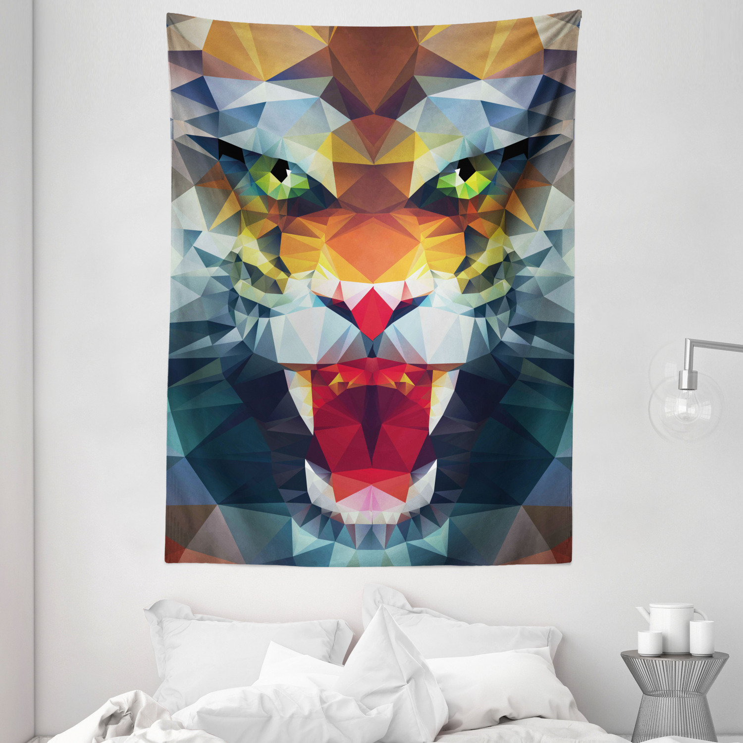 Tiger Tapestry Abstract Portrait Animal Print Wall Hanging Decor - Picture 3 of 3