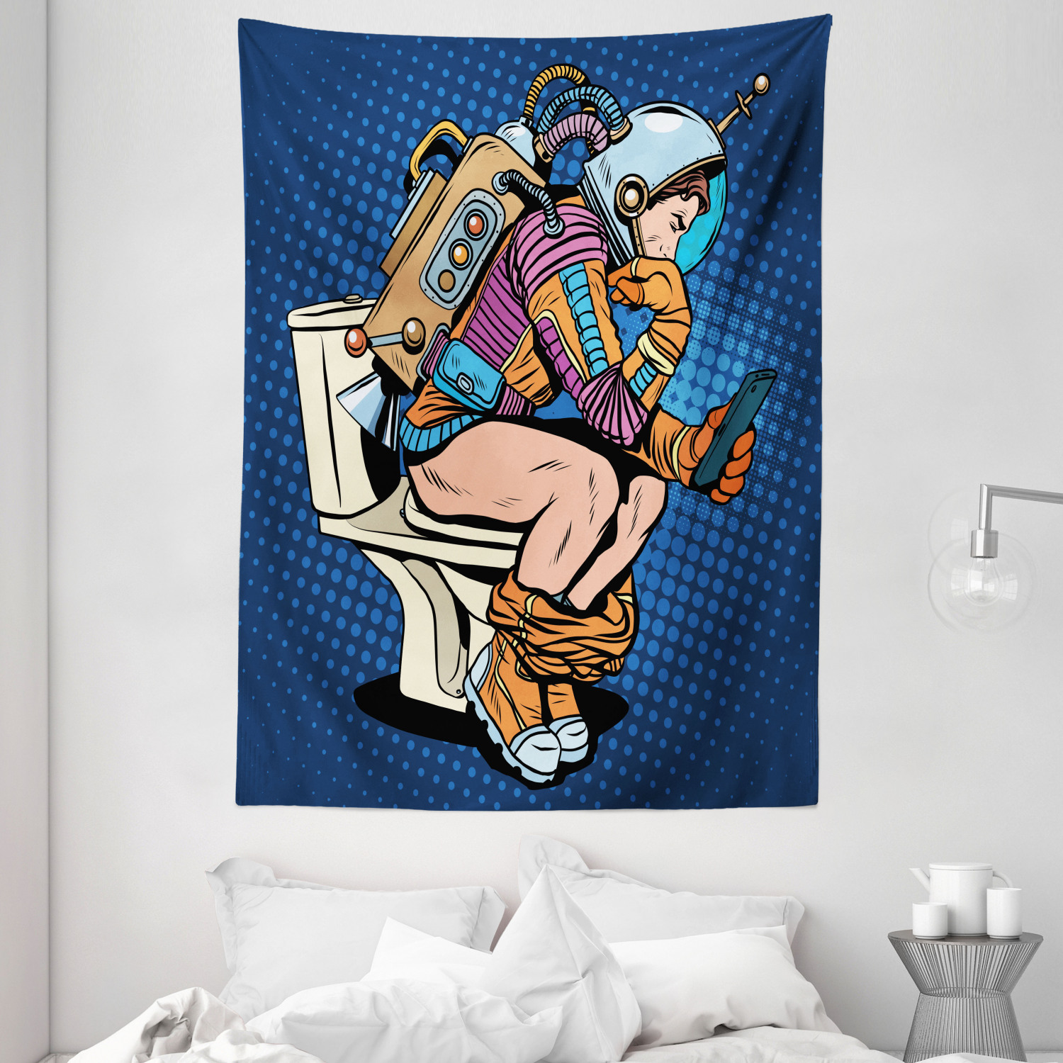 Astronaut Tapestry Thinking Man Space Print Wall Hanging Decor