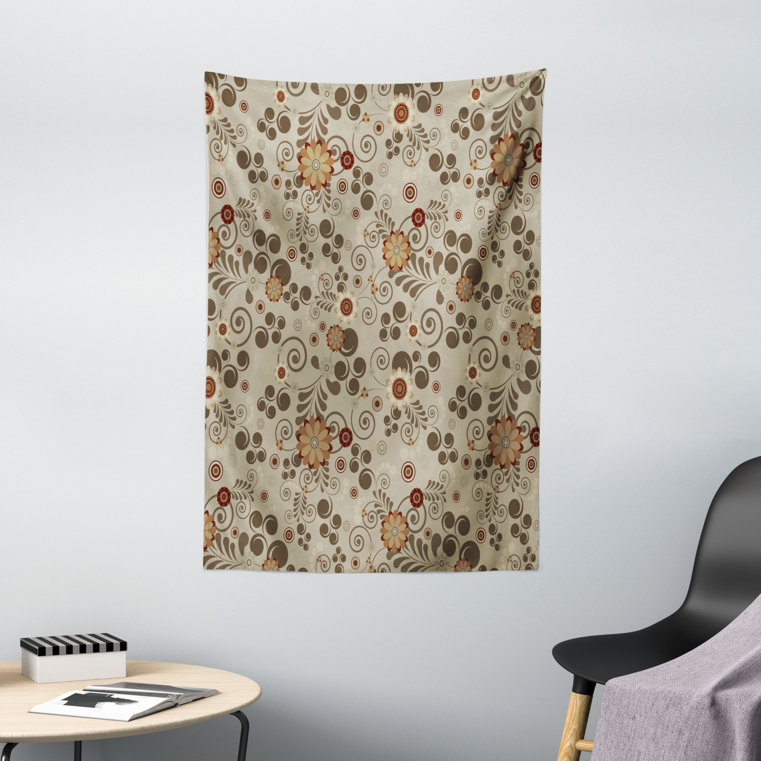 Grunge Tapestry Swirls Curves and Dots Print Wall Hanging Decor | eBay