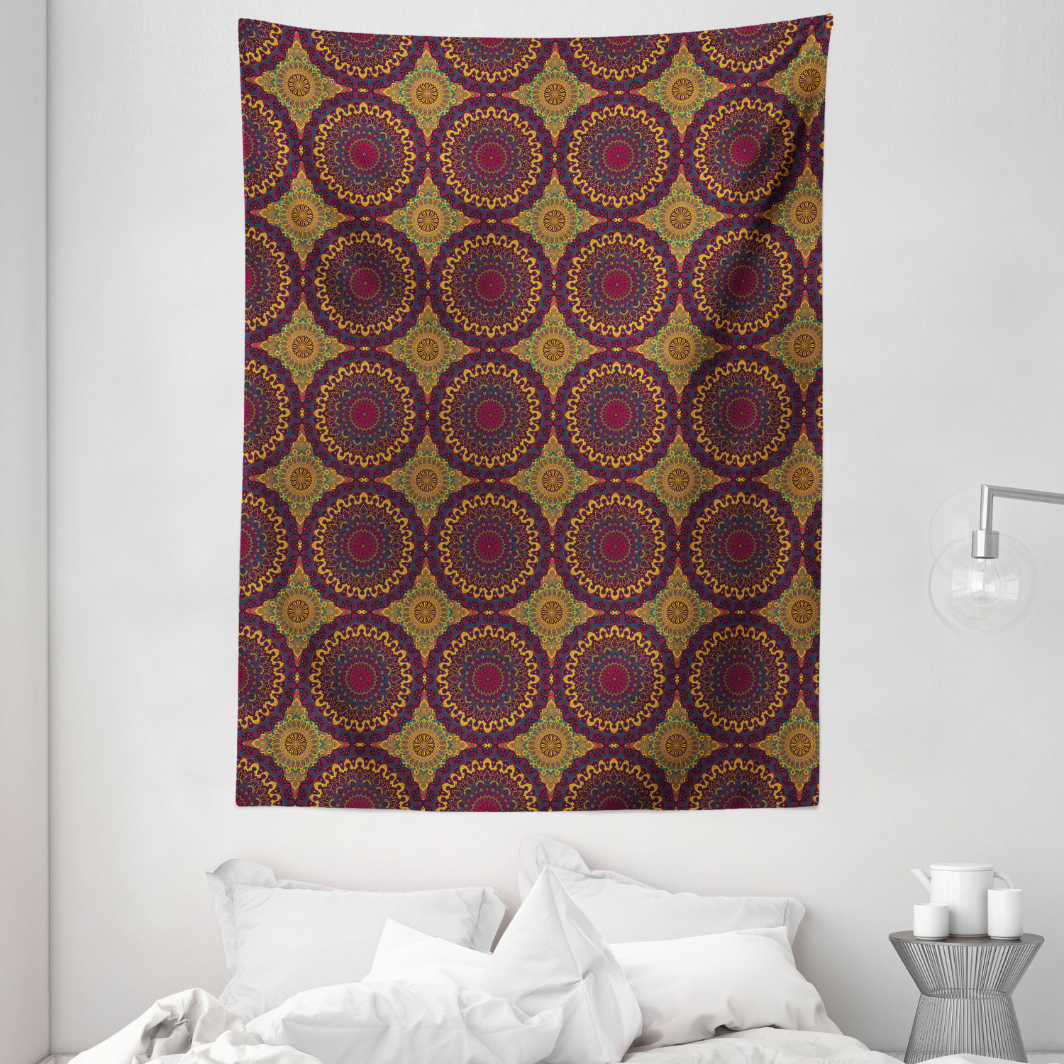 Ethnic Style Mandala Morocco Pattern Tapestry Wall Decor Hanging for Living Room 