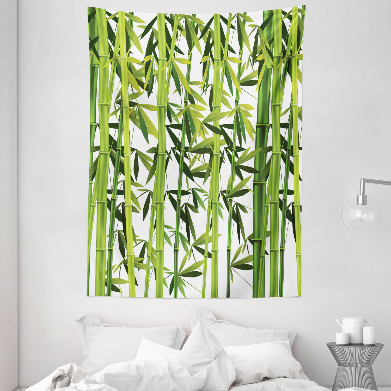 Bamboo Tapestry Asian Fresh Green Plants Print Wall Hanging Decor