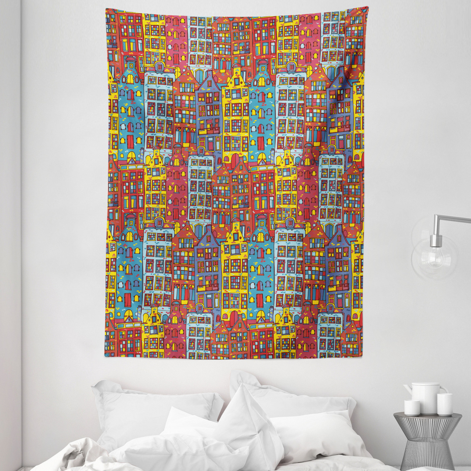 Cartoon Tapestry Sketch Amsterdam Print Wall Hanging Decor