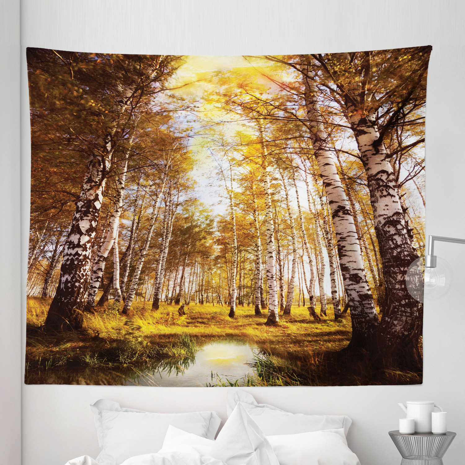 Ambesonne Forest Scene Microfiber Tapestry Wall Hanging Decor in 5 Sizes