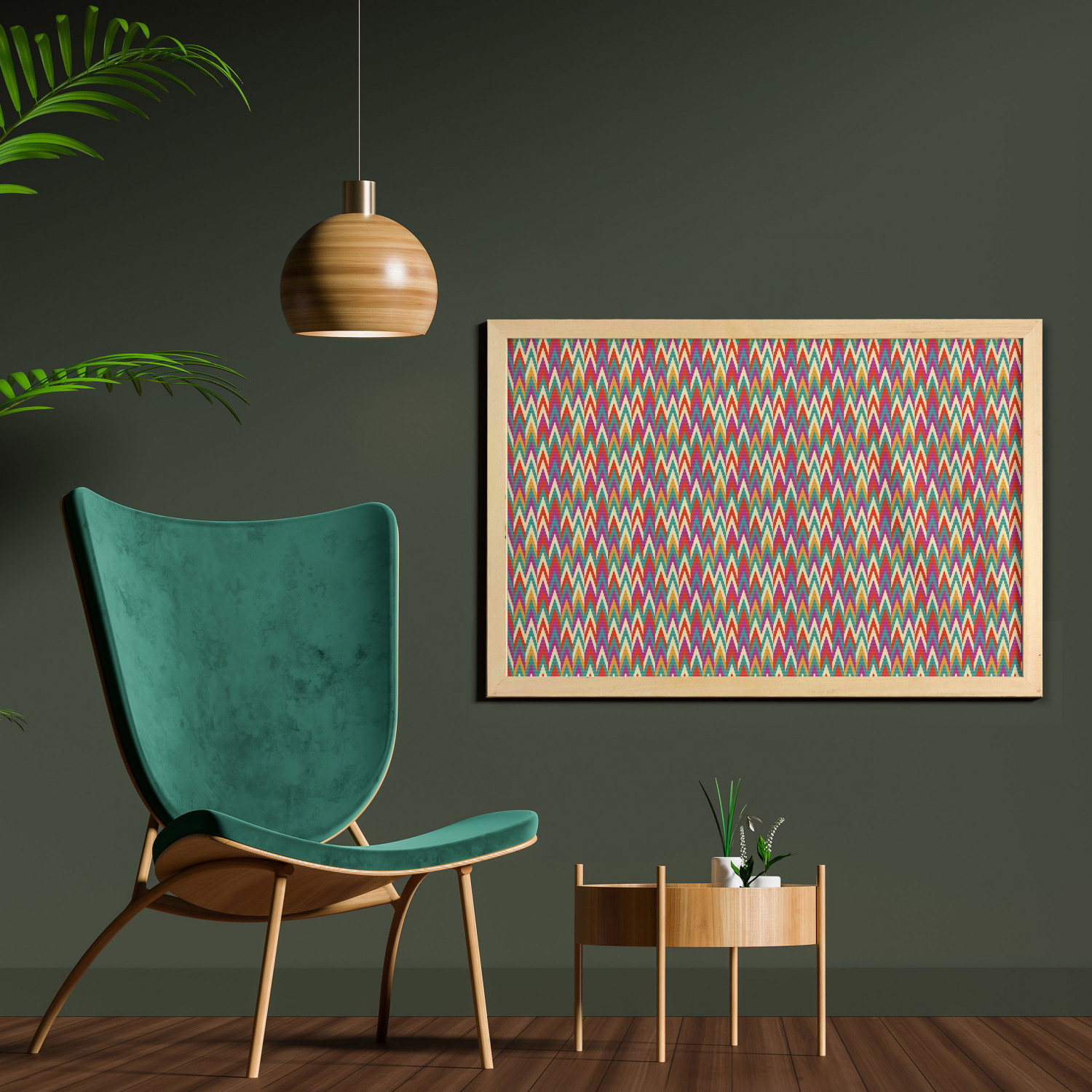 Ambesonne Ikat Wall Art with Wide Frame for Bathrooms Living Room